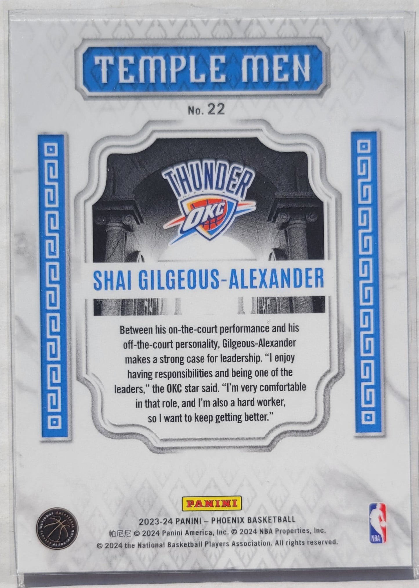 Shai Gilgeous-Alexander - 2023-24 Panini Phoenix Temple Men #22