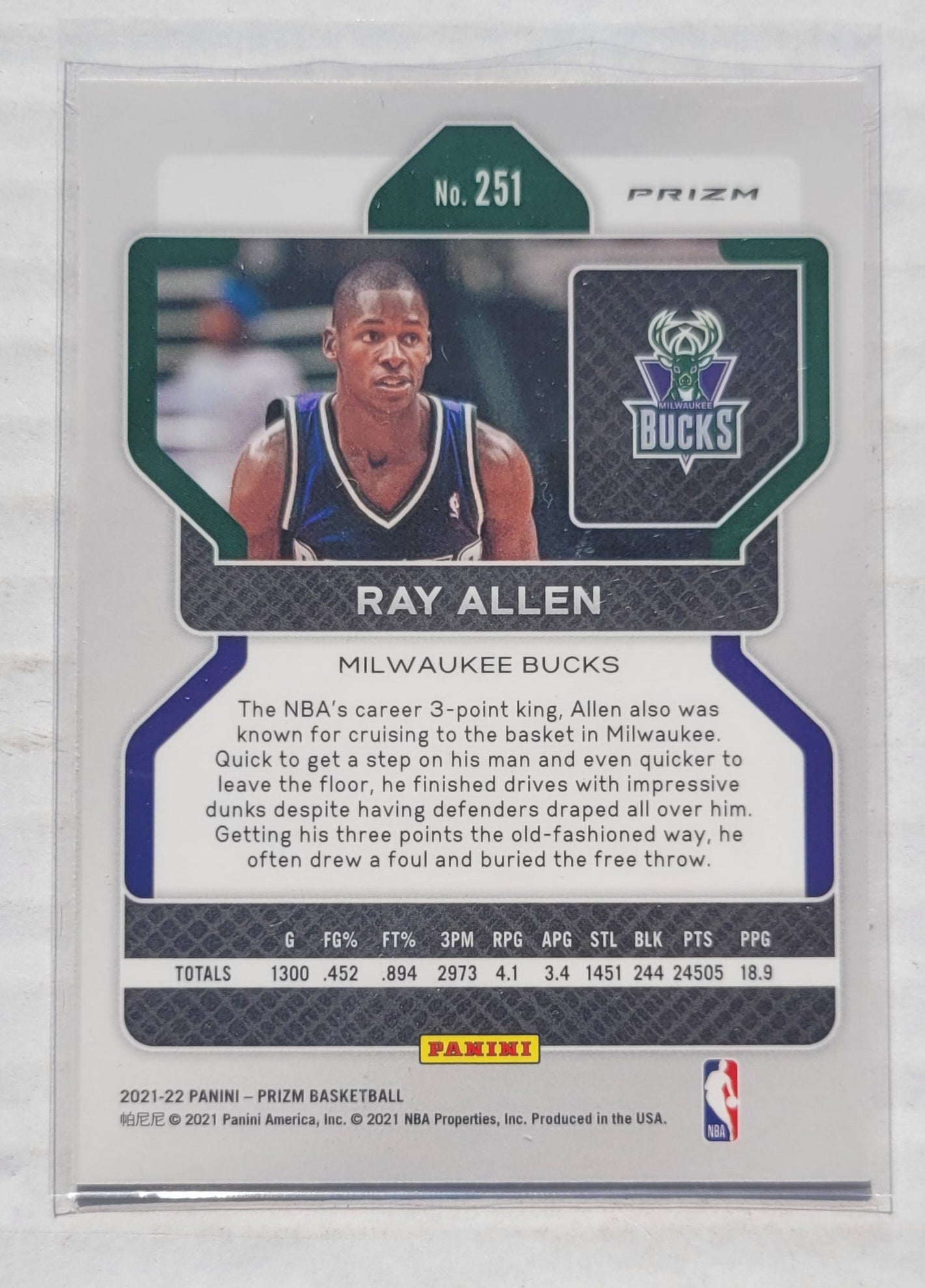 Ray Allen - 2021-22 Panini Prizm Prizms Red Ice #251