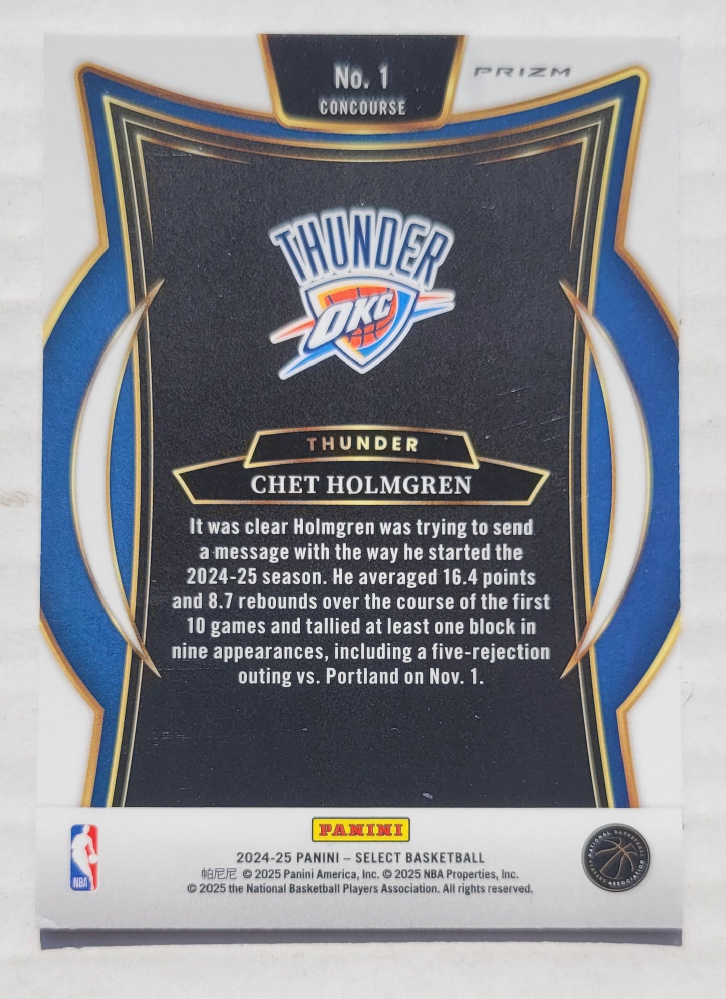 Chet Holmgren - 2024-25 Select Blue Prizms #1