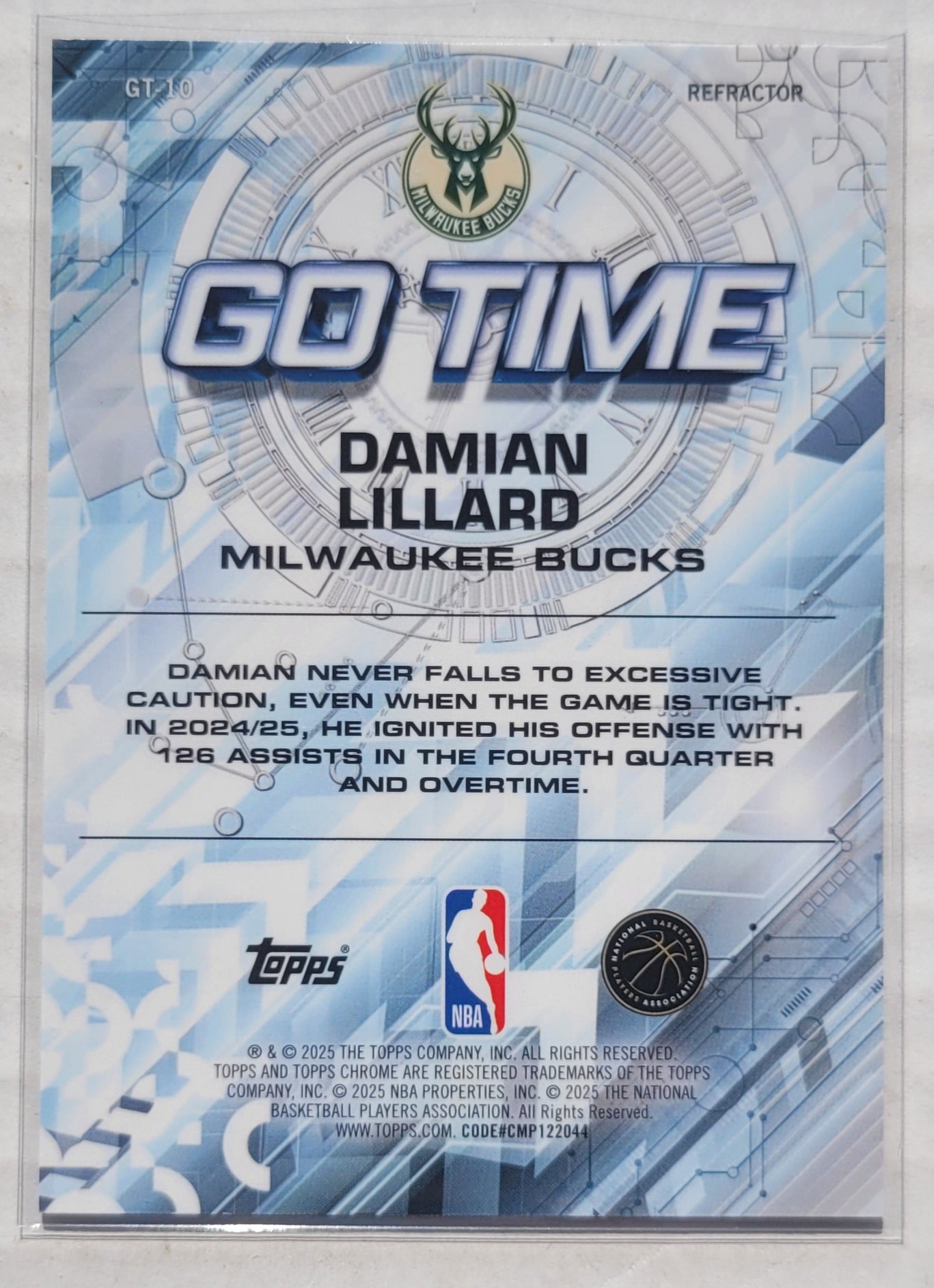 Damian Lillard - 2025-26 Topps Chrome Go Time Refractors #GT10