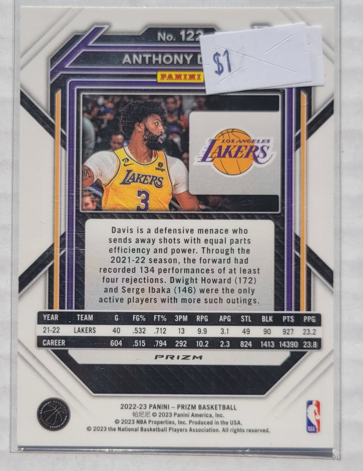 Anthony Davis - 2022-23 Panini Prizm Prizms Green #122