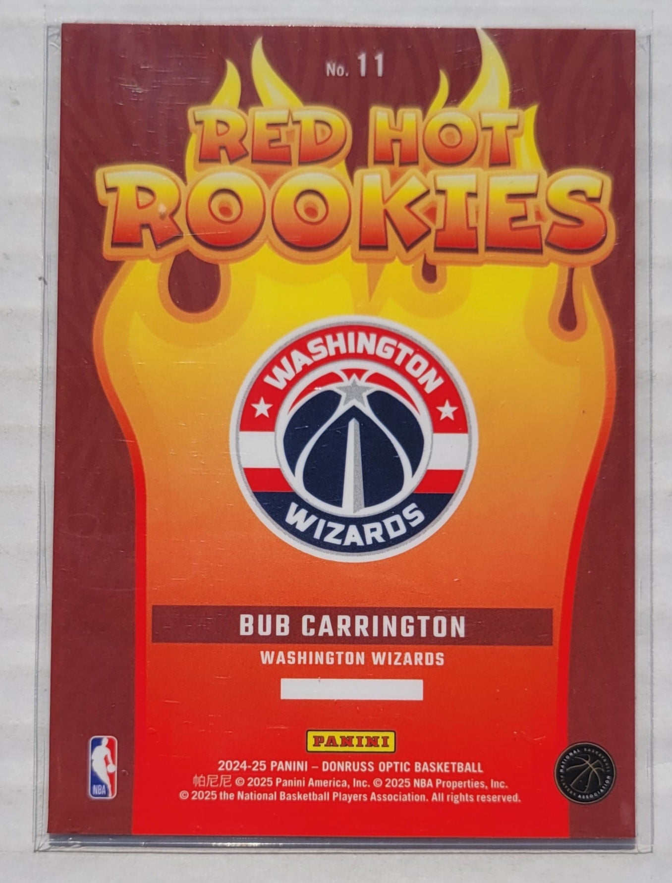 Bub Carrington - 2024-25 Donruss Optic Red Hot Rookies #11