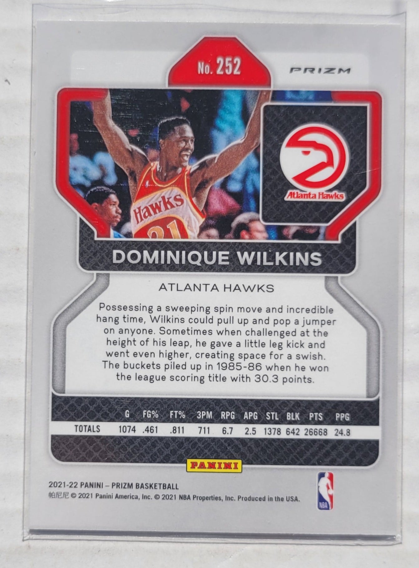 Dominique Wilkins - 2021-22 Panini Prizm Prizms Purple Wave #252