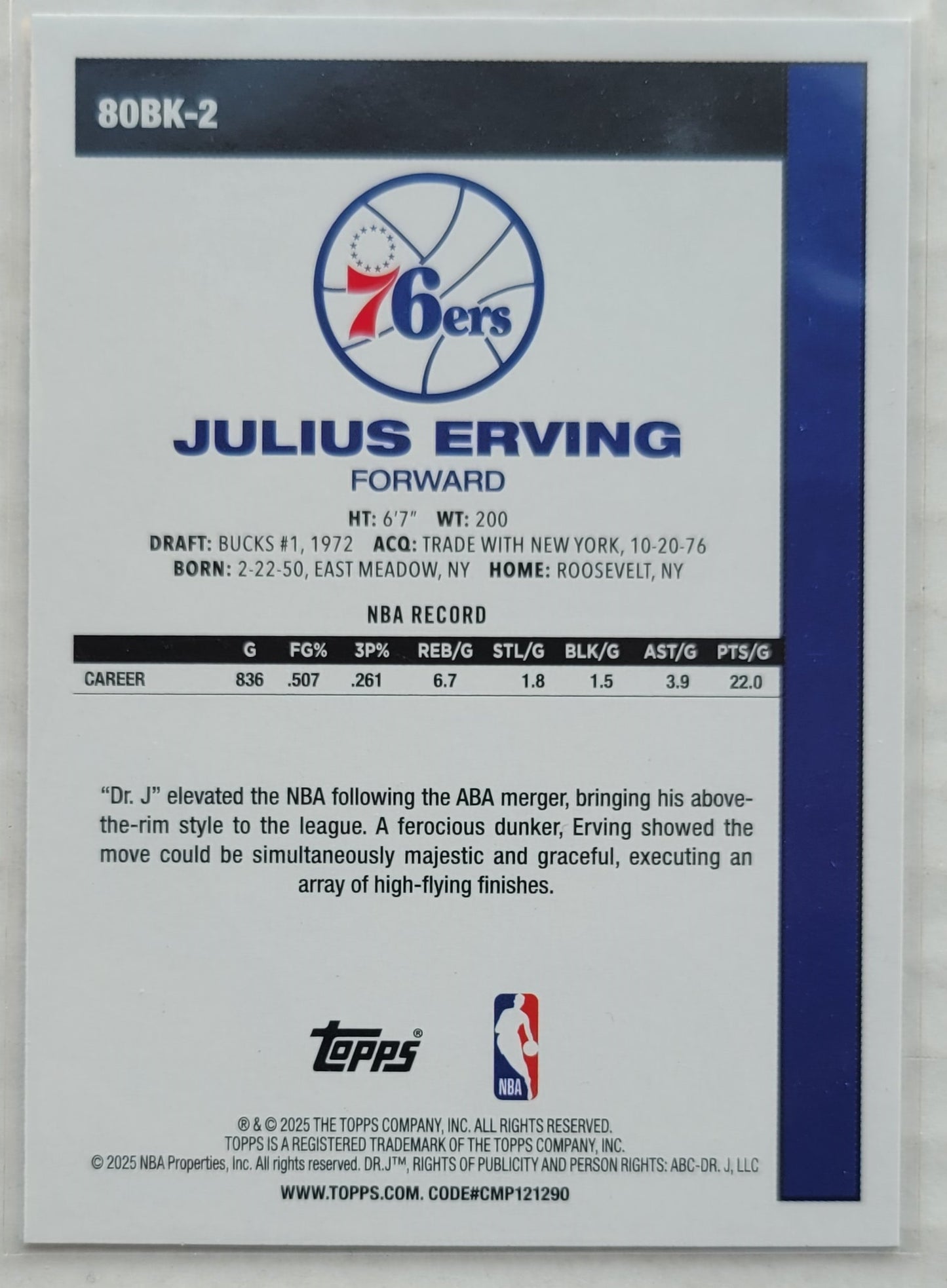 Julius Erving - 2025-26 Topps '80-81 Topps #80BK2