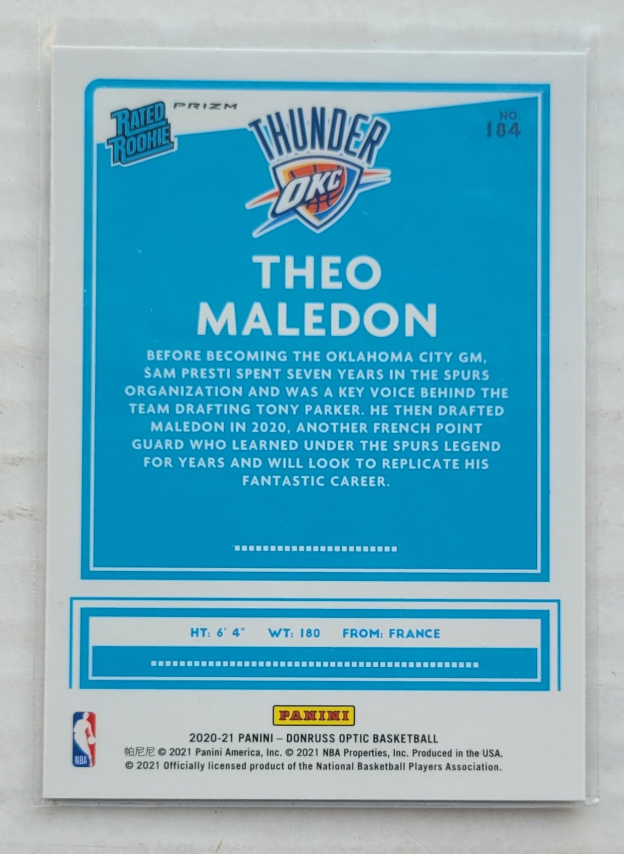 Theo Maledon - 2020-21 Donruss Optic Fanatics Green Pulsar #184 RR RC