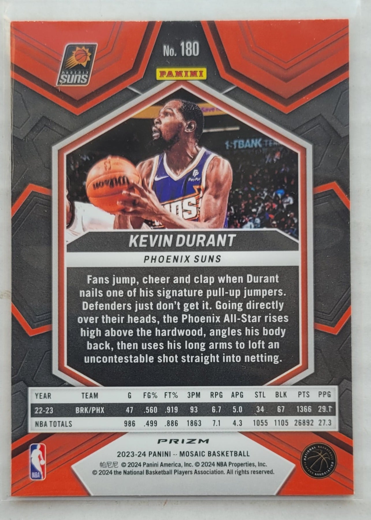 Kevin Durant - 2023-24 Panini Mosaic Mosaic Reactive Yellow #180