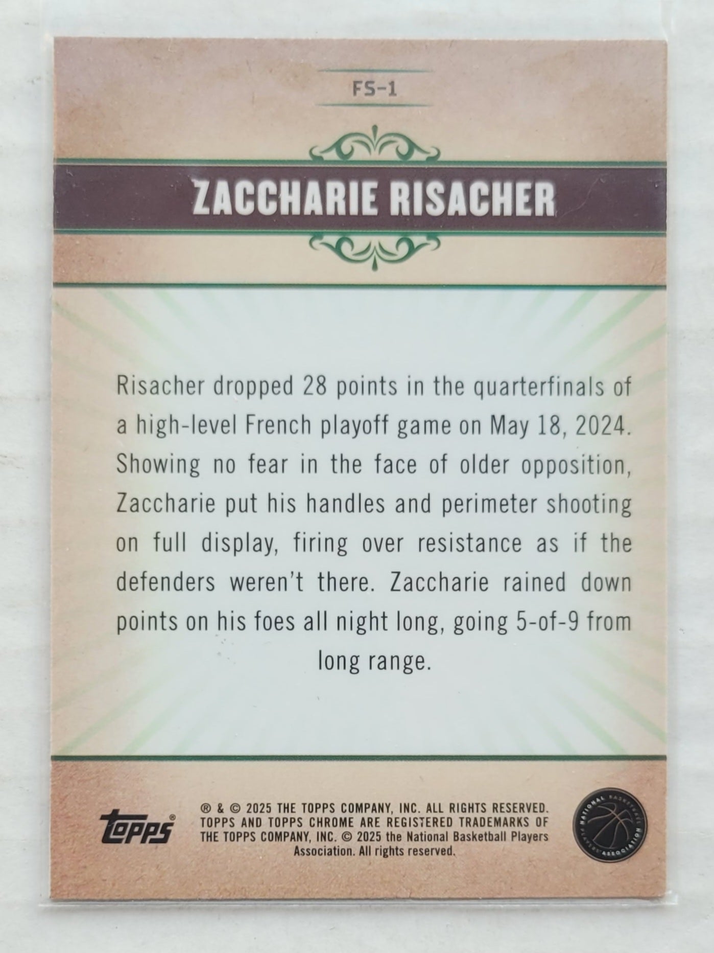 Zaccharie Risacher - 2024-25 Topps Chrome Fresh Start #FS1