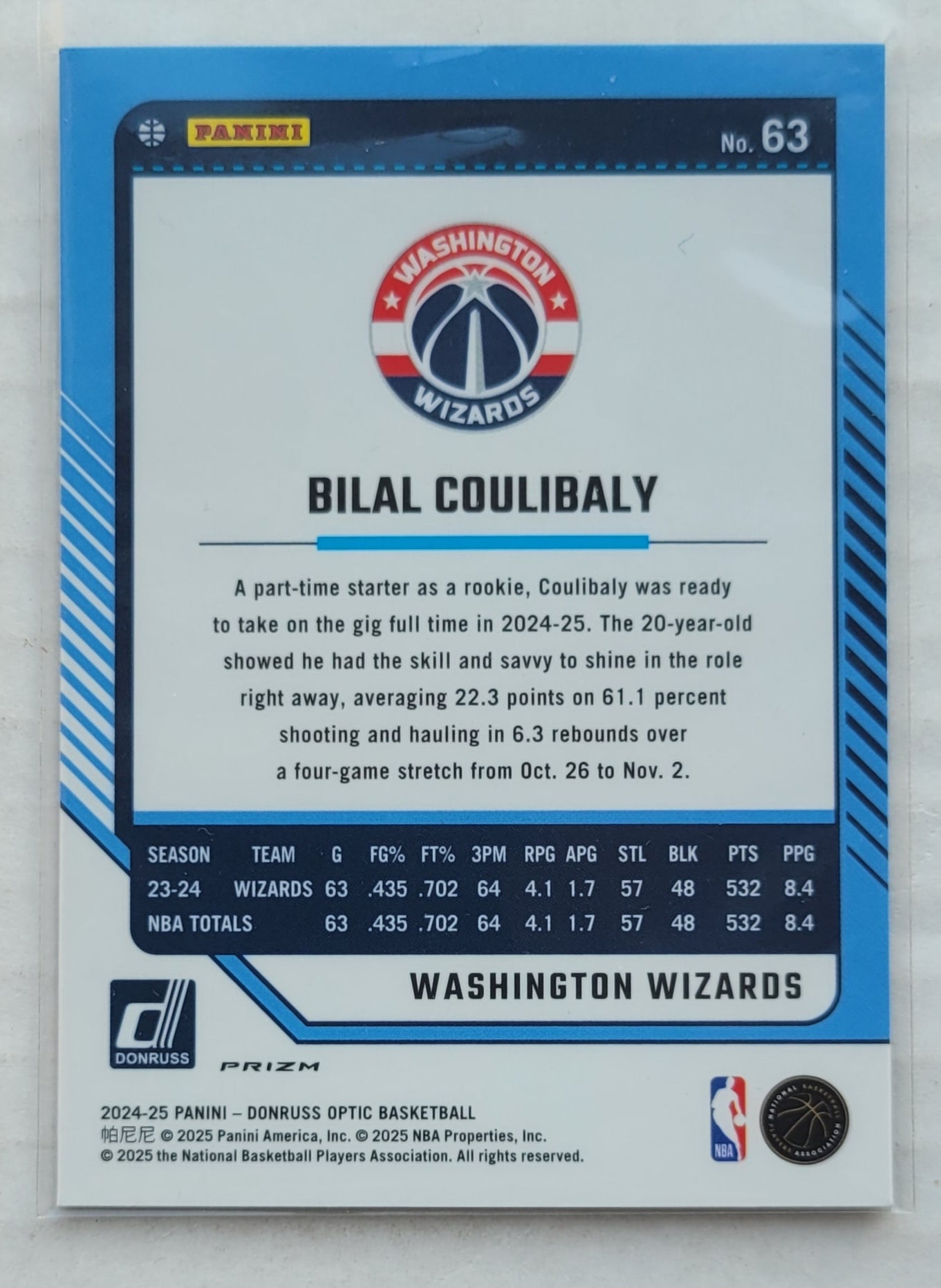 Bilal Coulibaly - 2024-25 Donruss Optic Purple #63