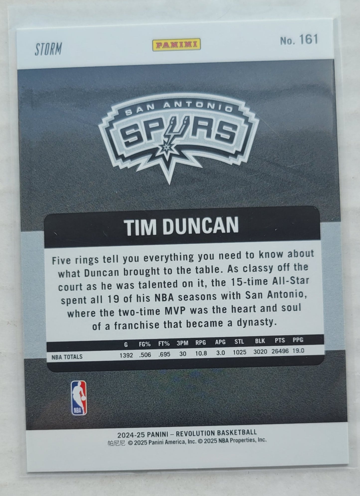 Tim Duncan - 2024-25 Panini Revolution Blue Storm #161 LGD
