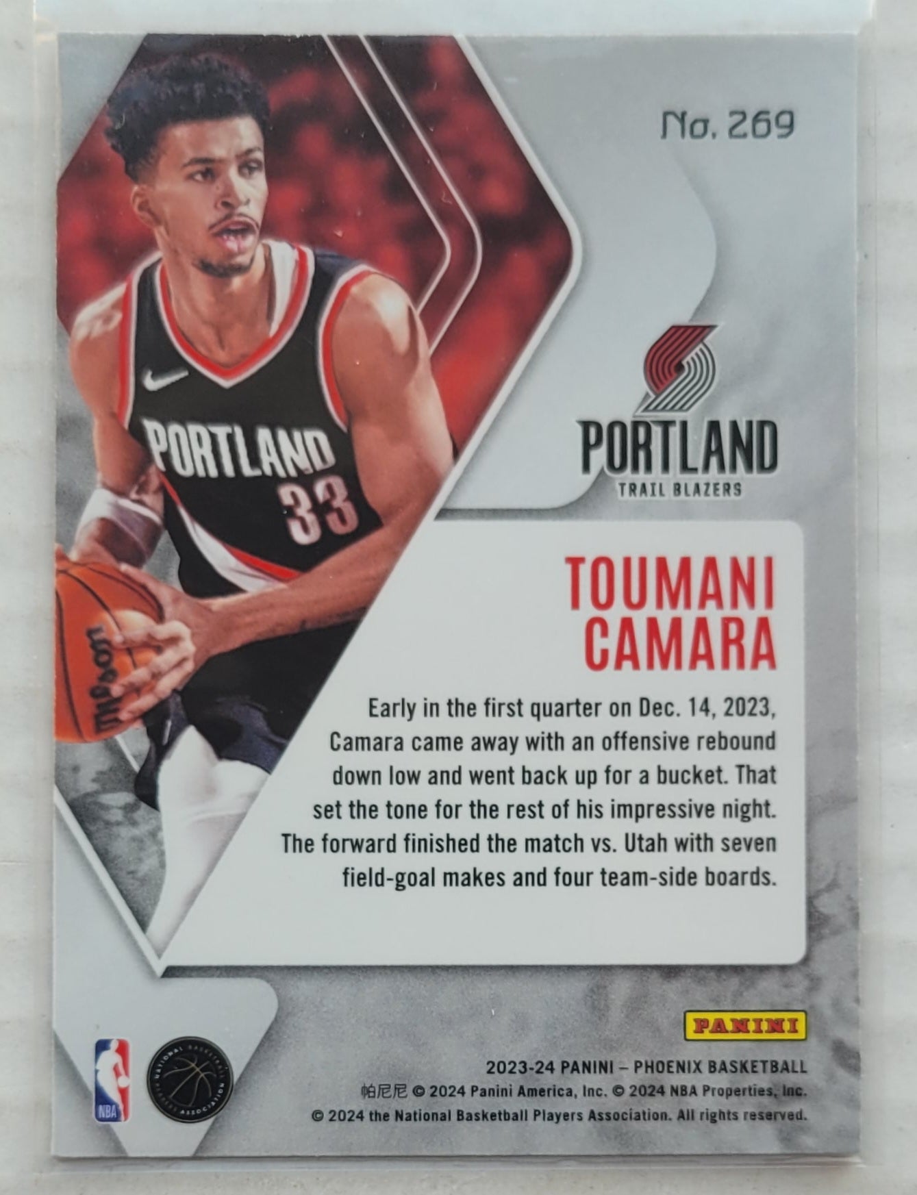Toumani Camara - 2023-24 Panini Phoenix Blue Ice #269 RC