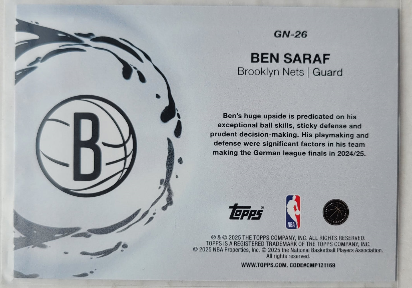 Ben Saraf - 2025-26 Topps Generation Now #GN26