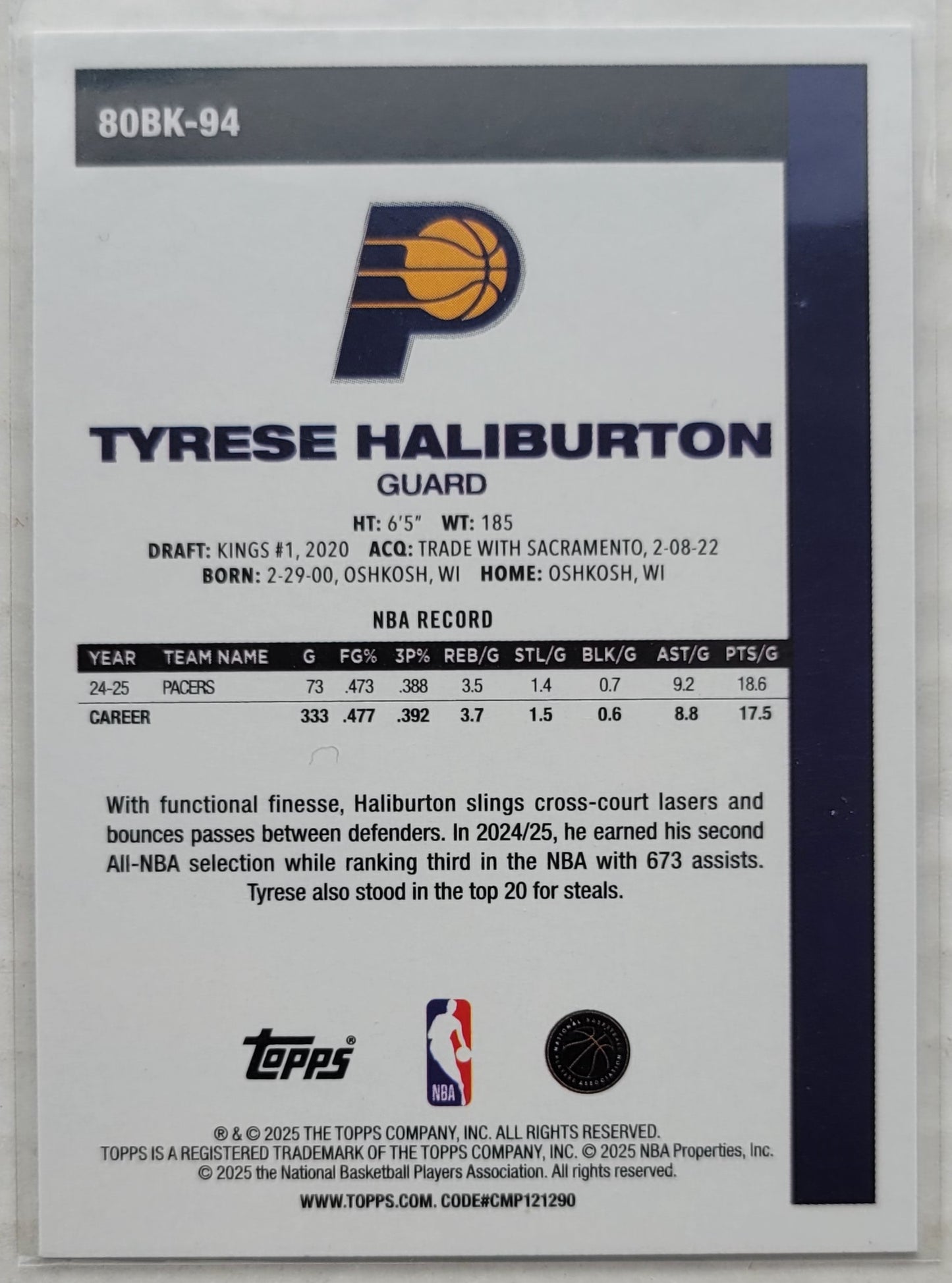 Tyrese Haliburton - 2025-26 Topps '80-81 Topps #80BK94