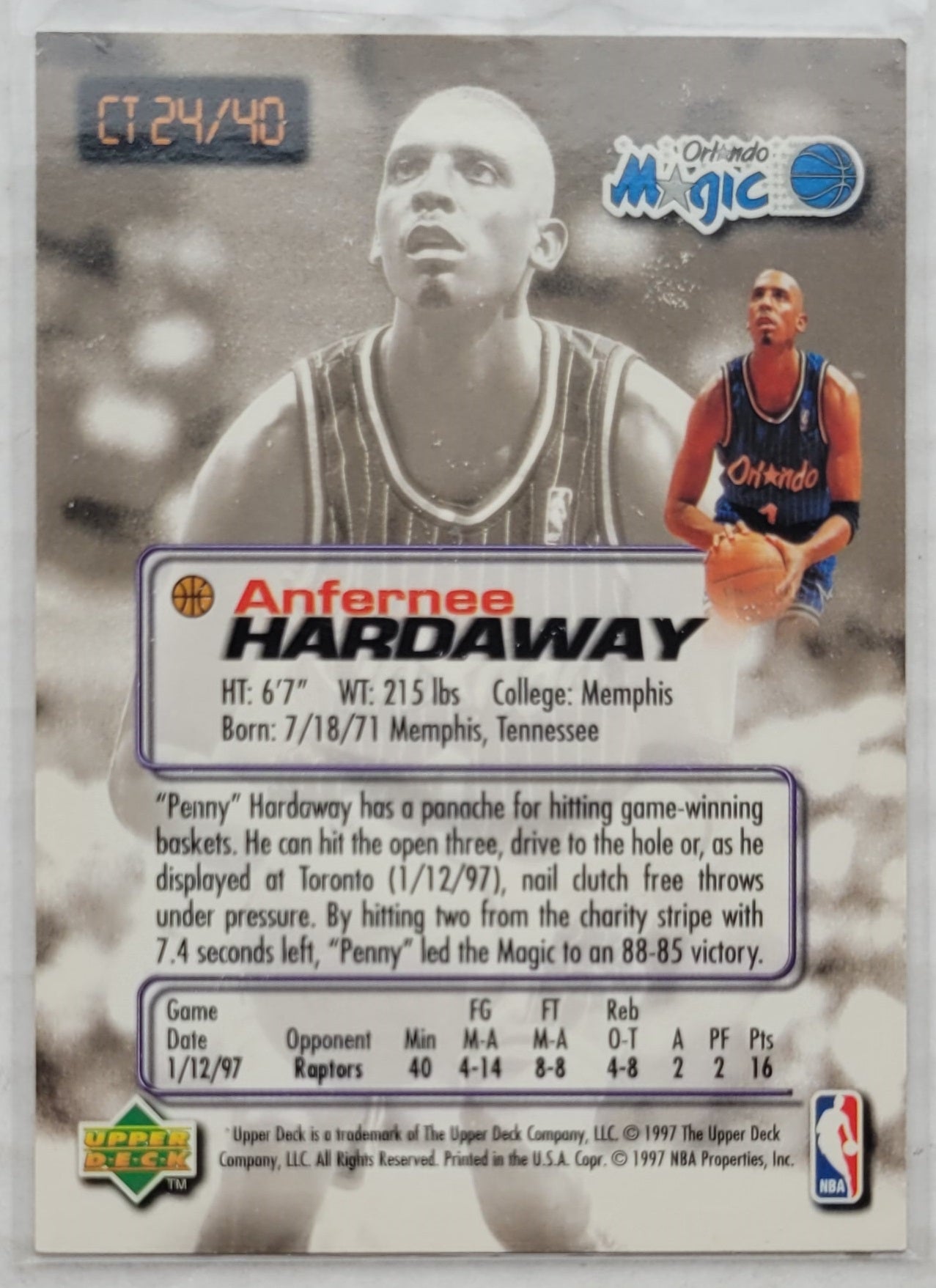 Anfernee Hardaway - 1997 Upper Deck Nestle Crunch Time #CT24