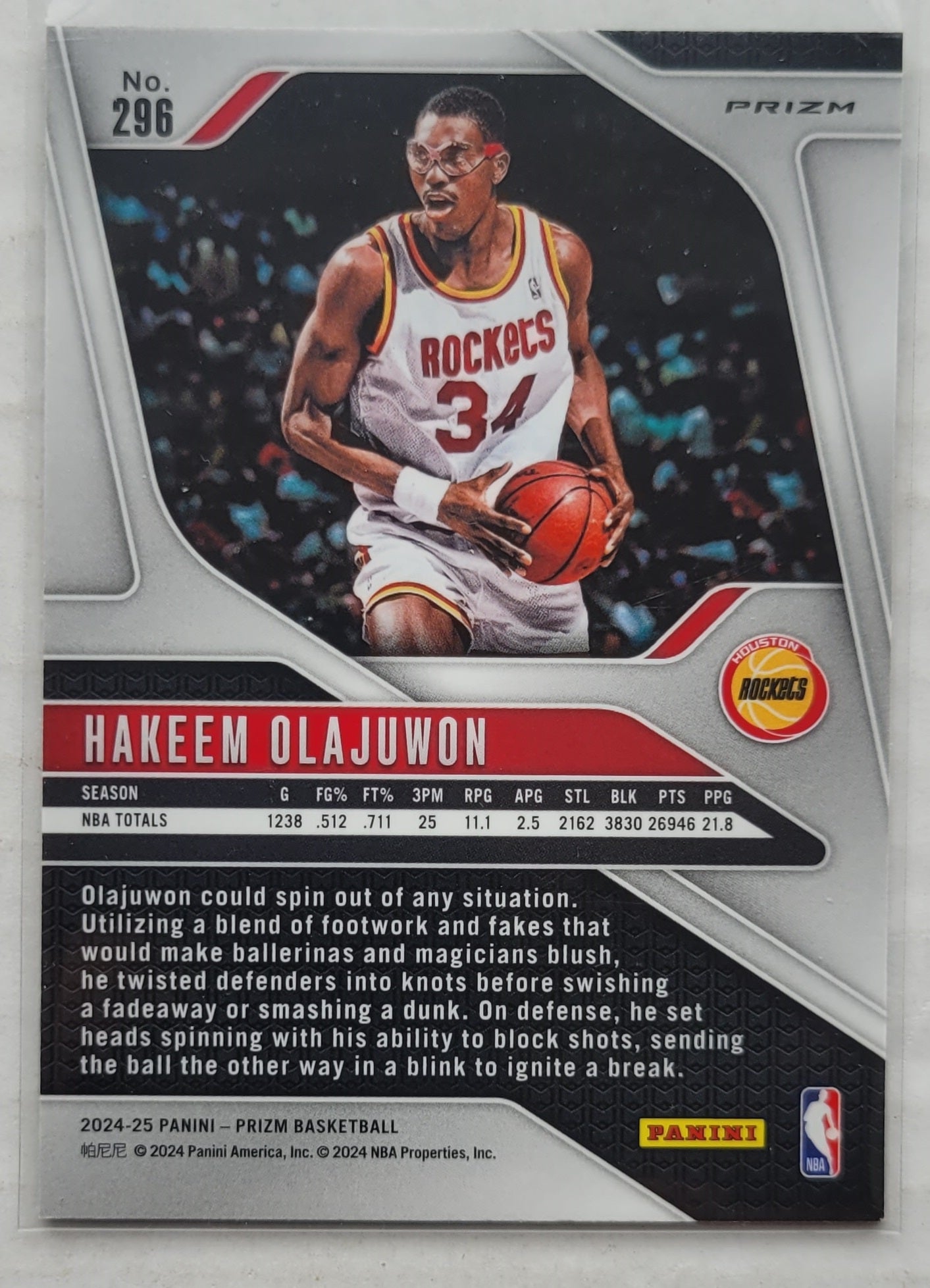 Hakeem Olajuwon - 2024-25 Panini Prizm Prizms Green #296