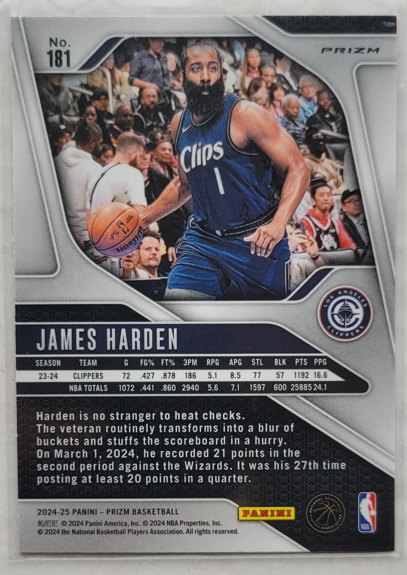 James Harden - 2024-25 Panini Prizm Prizms Pink Ice #181