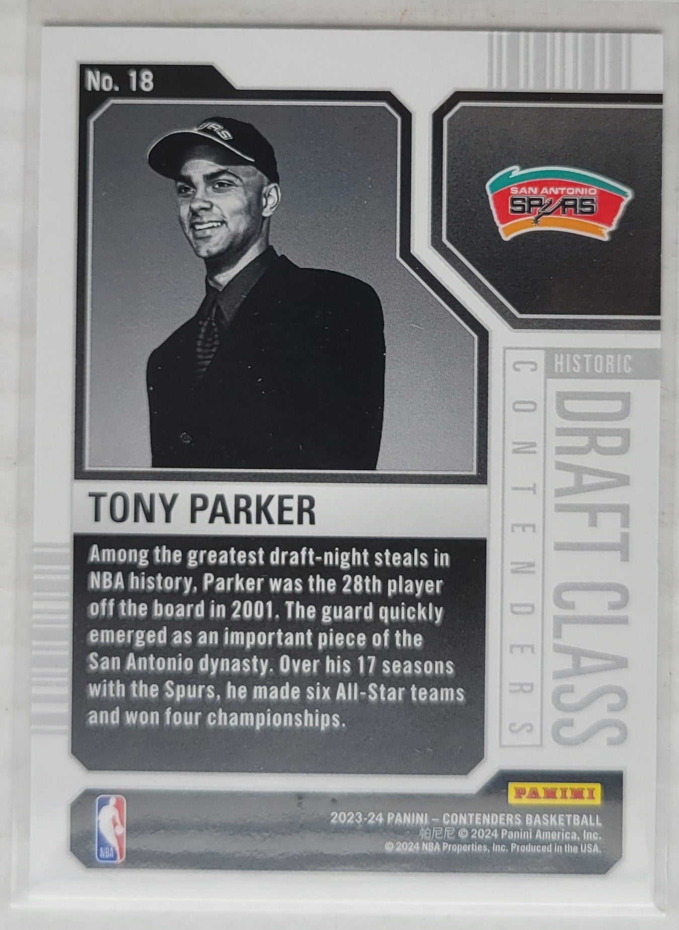 Tony Parker - 2023-24 Panini Contenders Historic Draft Class Contenders #18