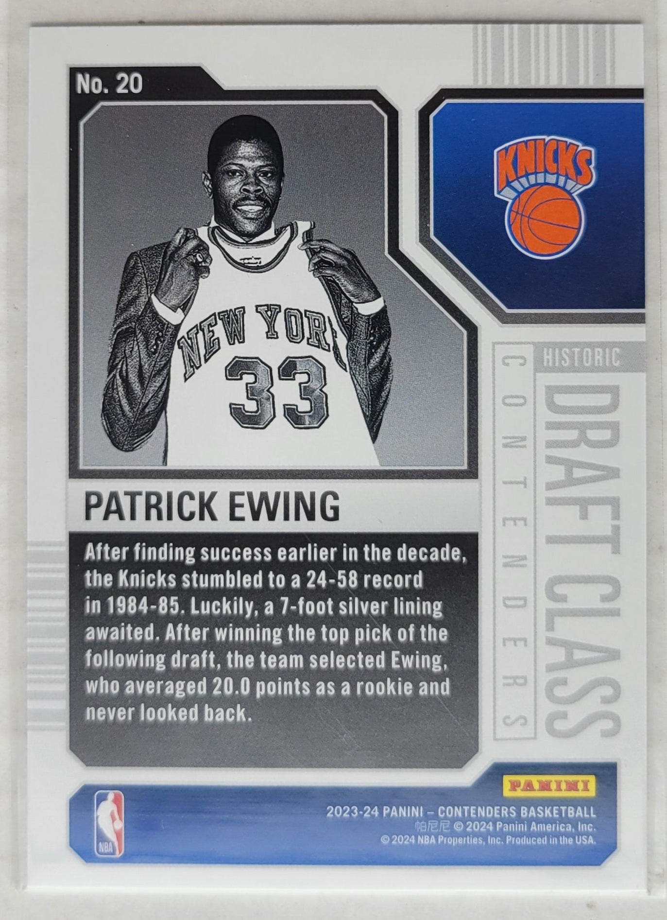 Patrick Ewing - 2023-24 Panini Contenders Historic Draft Class Contenders #20