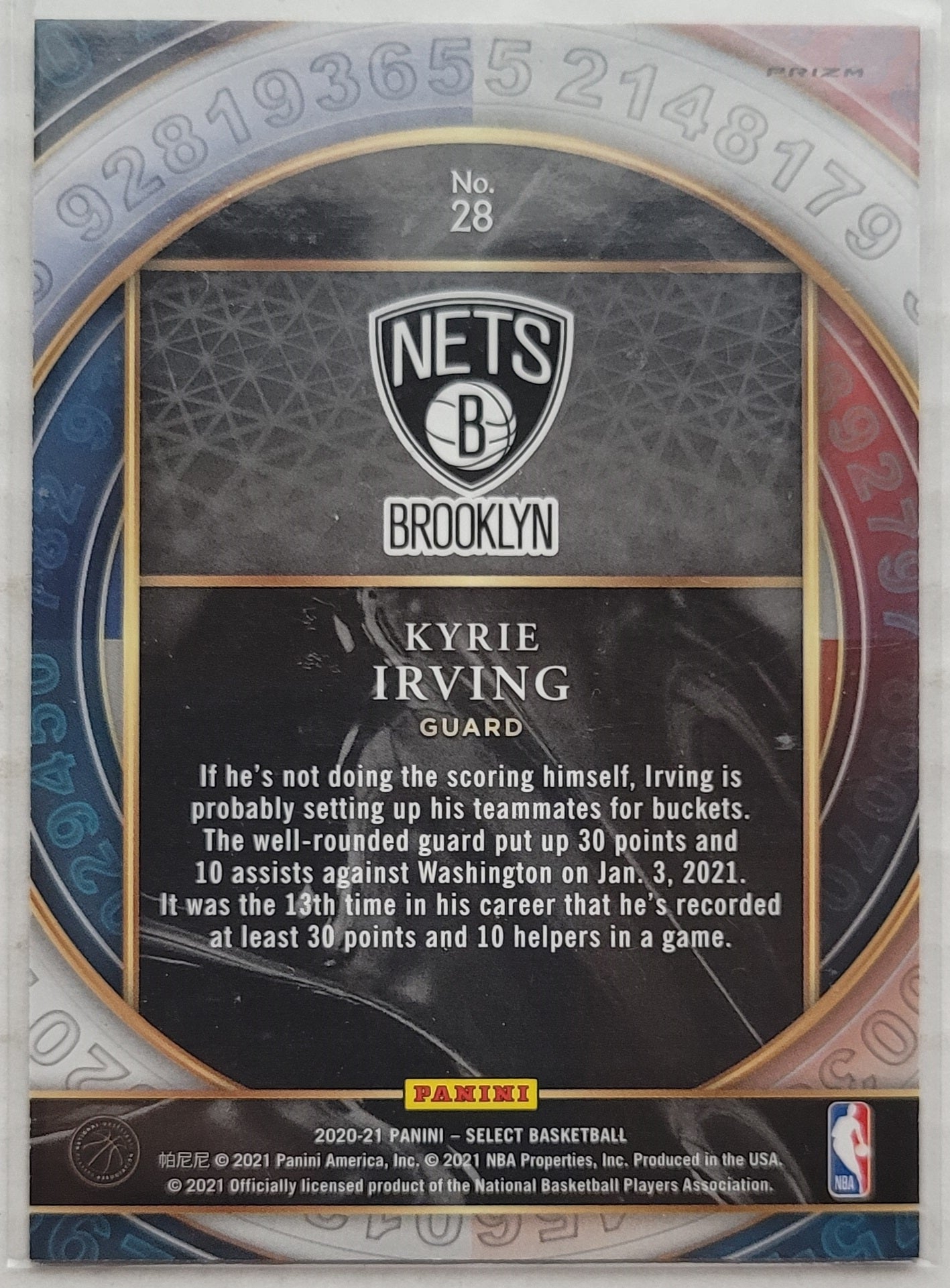 Kyrie Irving - 2020-21 Select Numbers Prizms Green #28