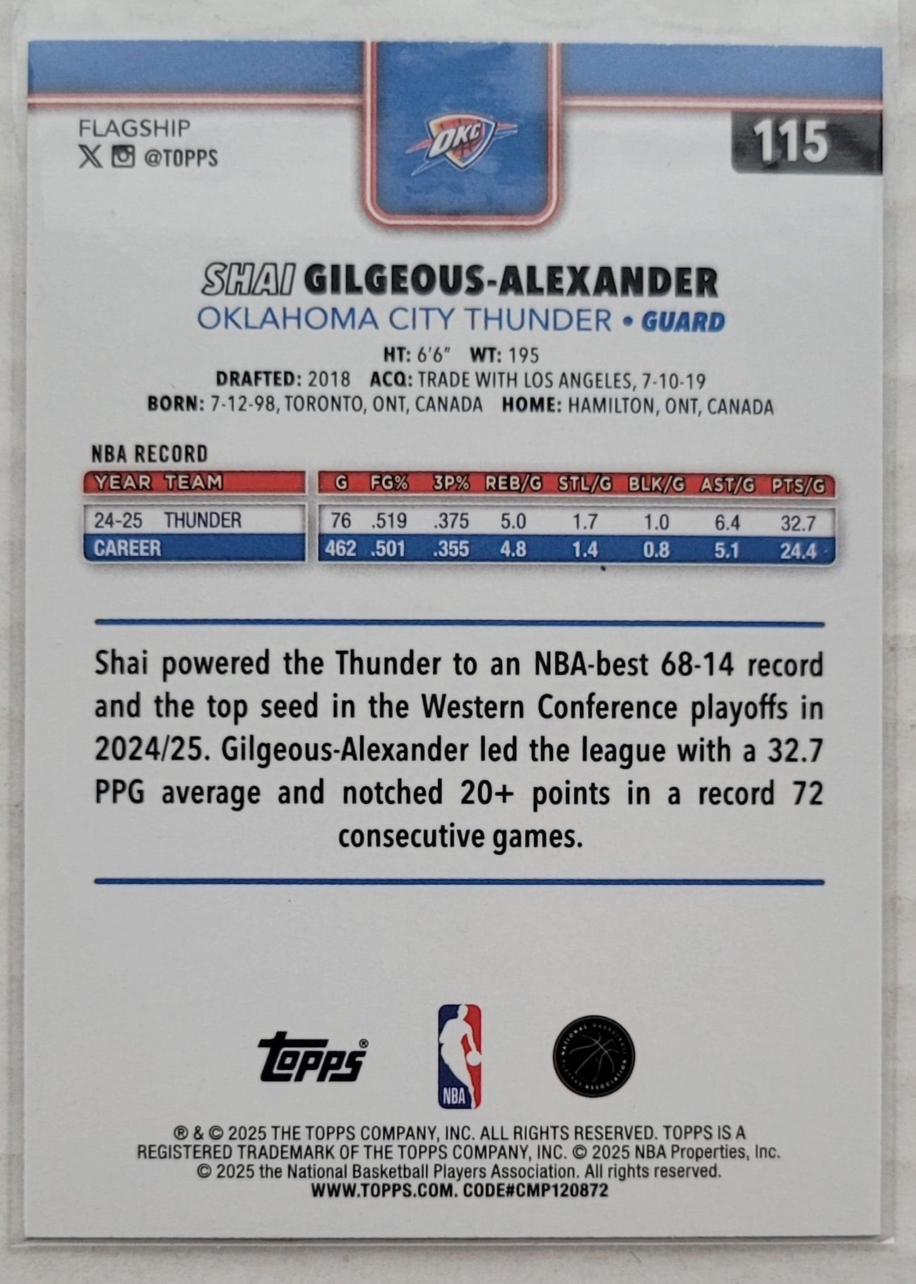 Shai Gilgeous-Alexander - 2025-26 Topps Diamante #115