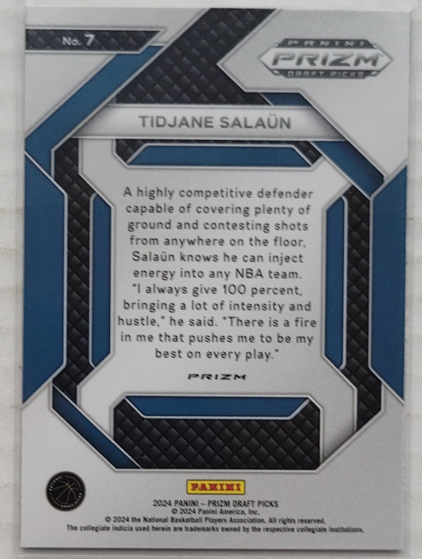 Tidjane Salaun - 2024-25 Panini Prizm Draft Picks New Recruits Prizms Silver #7