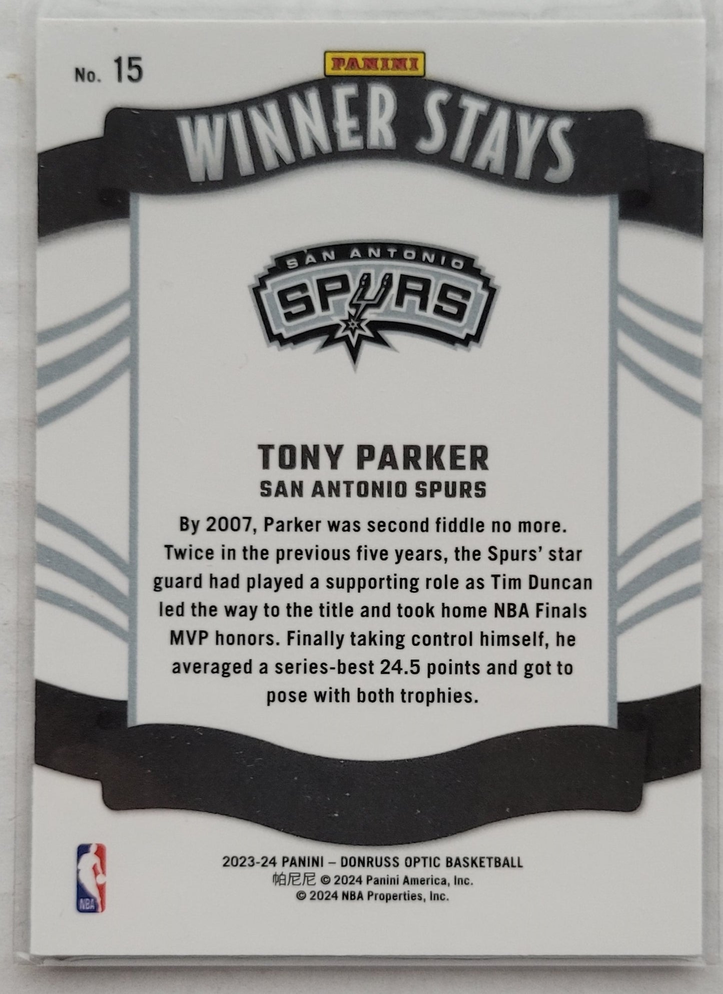 Tony Parker - 2023-24 Donruss Optic Winner Stays #15