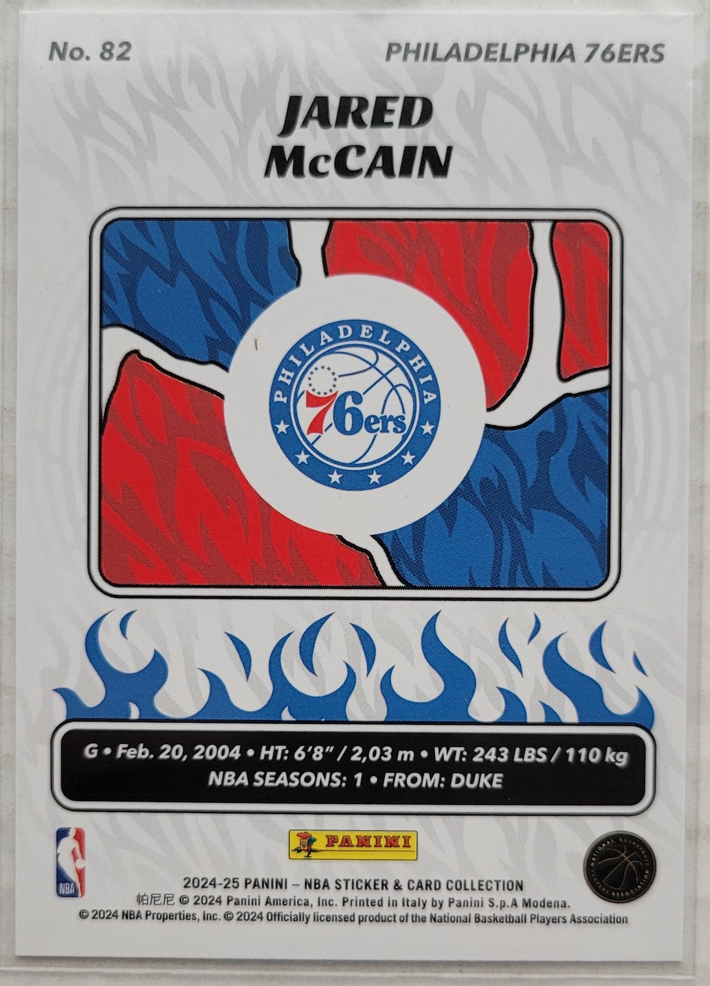 Jared McCain - 2024-25 Panini Stickers Cards #82 RC
