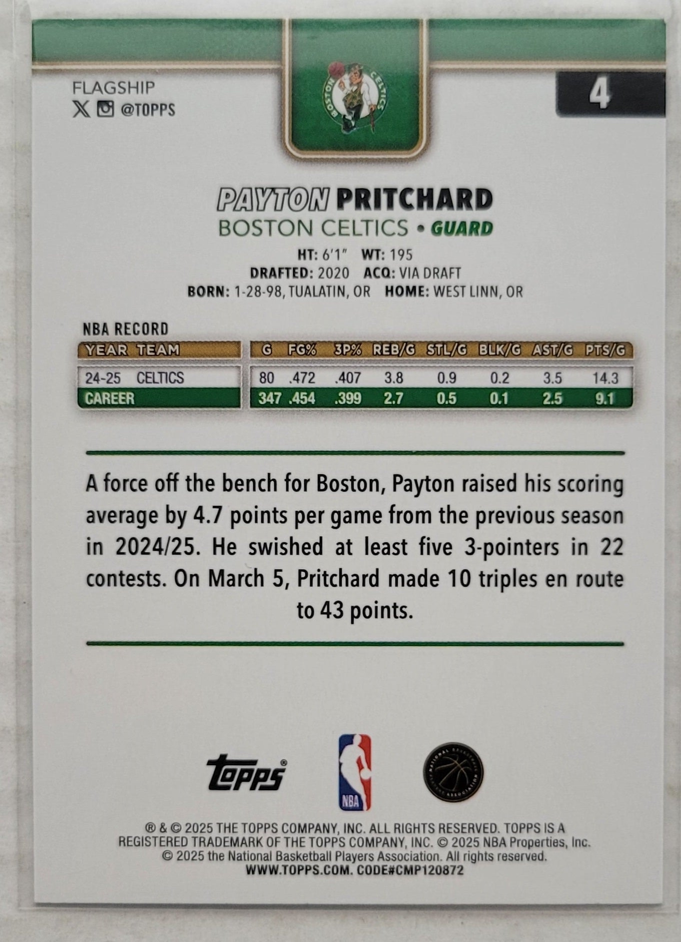 Payton Pritchard - 2025-26 Topps Rainbow Foilboard #4