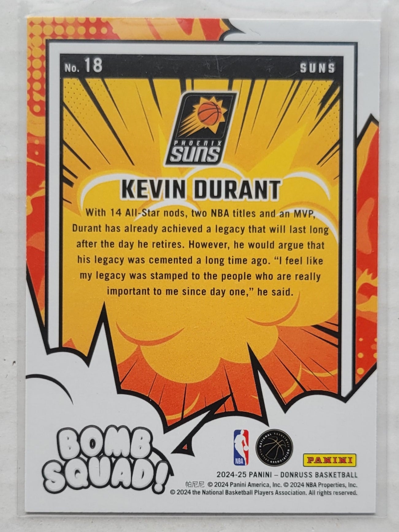 Kevin Durant - 2024-25 Donruss Bomb Squad #18