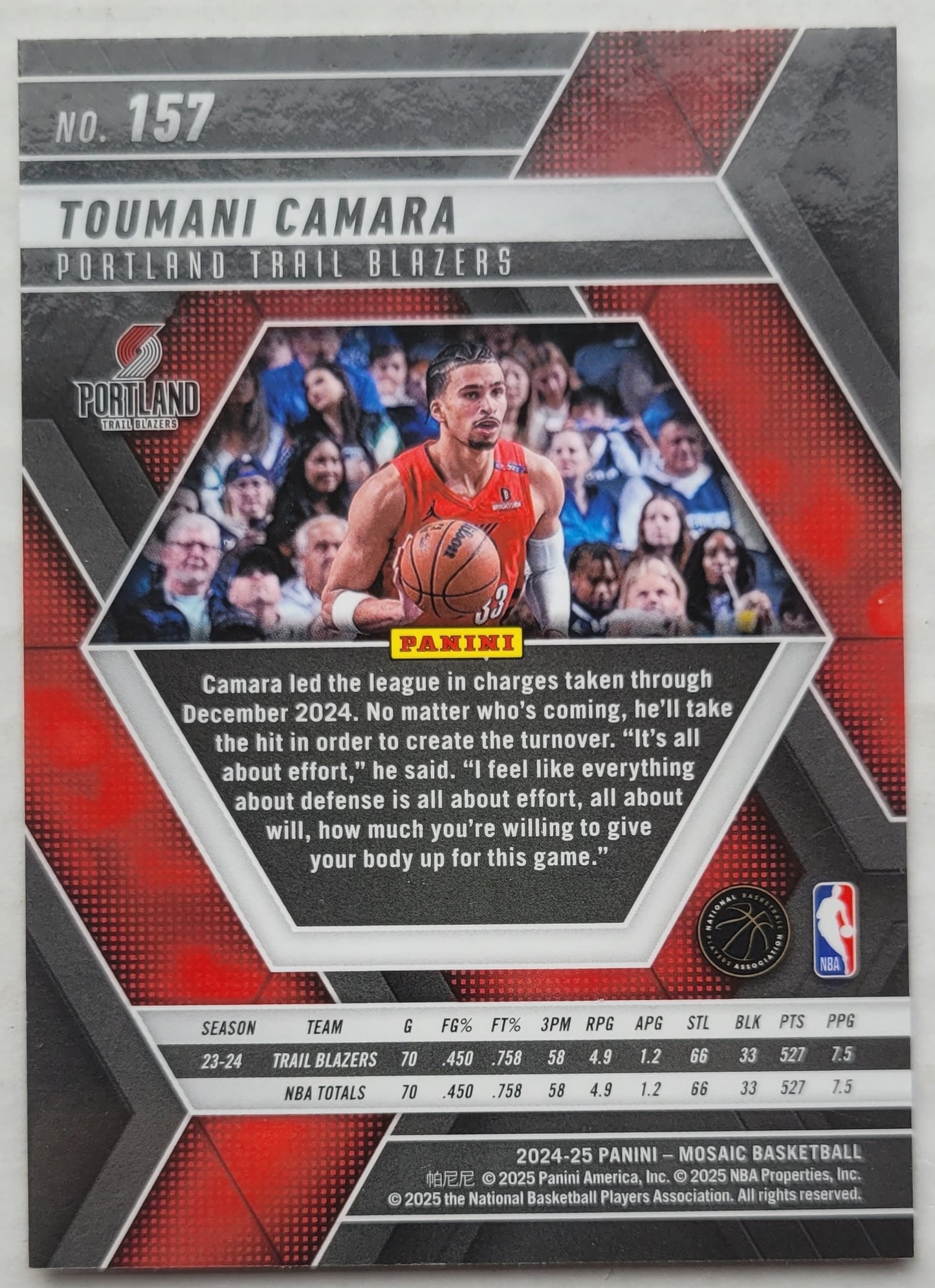 Toumani Camara - 2024-25 Panini Mosaic #157