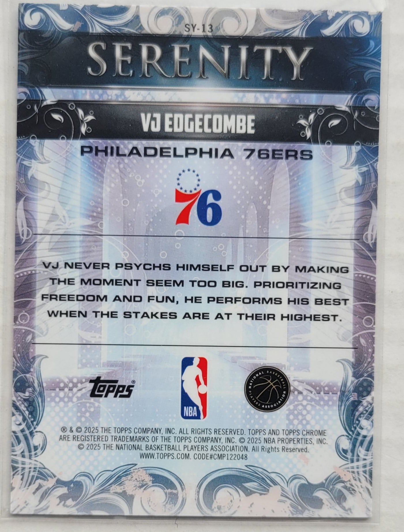VJ Edgecombe - 2025-26 Topps Chrome Serenity #SY13