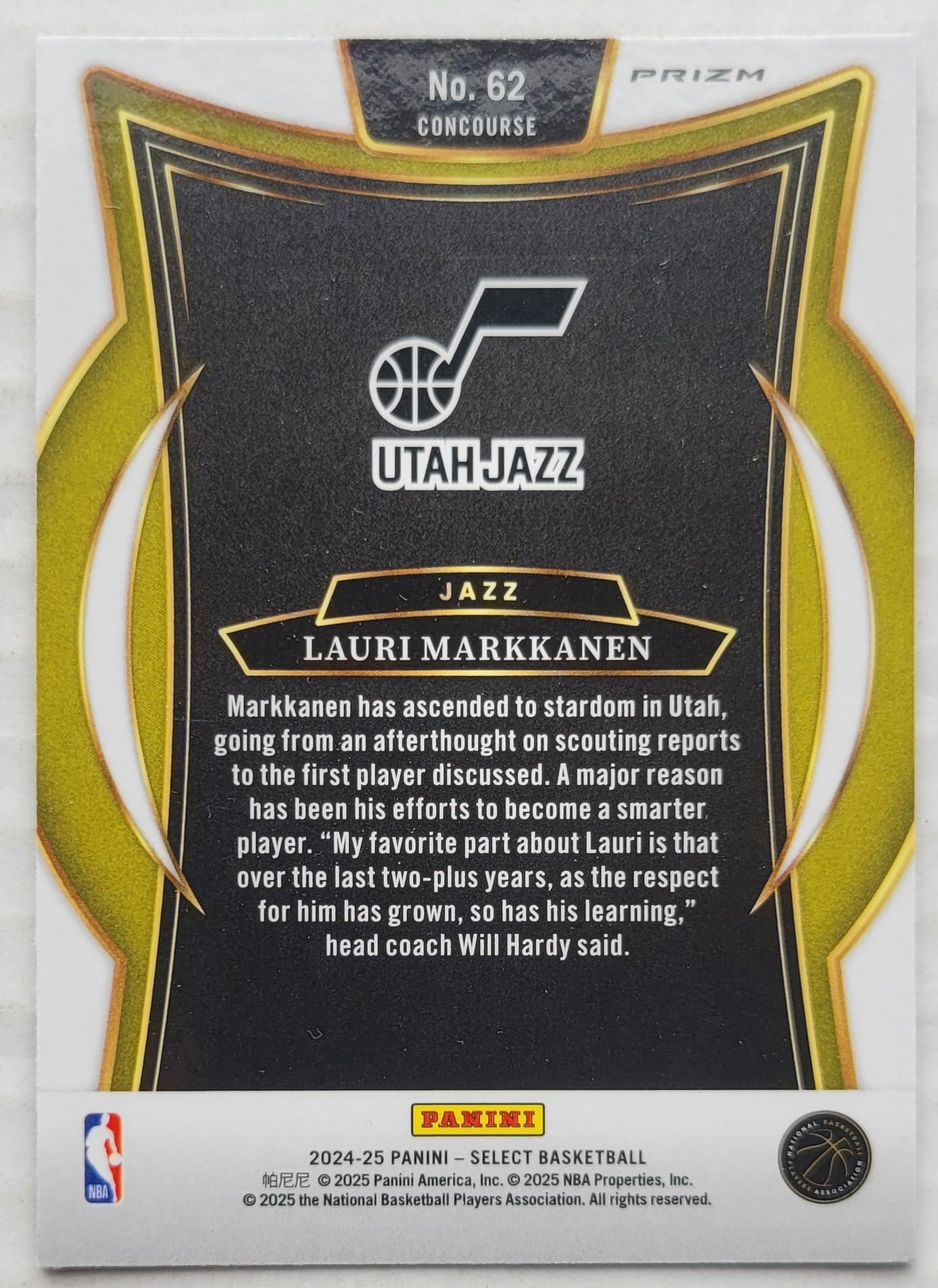 Lauri Markkanen - 2024-25 Select Green White Purple Prizms #62