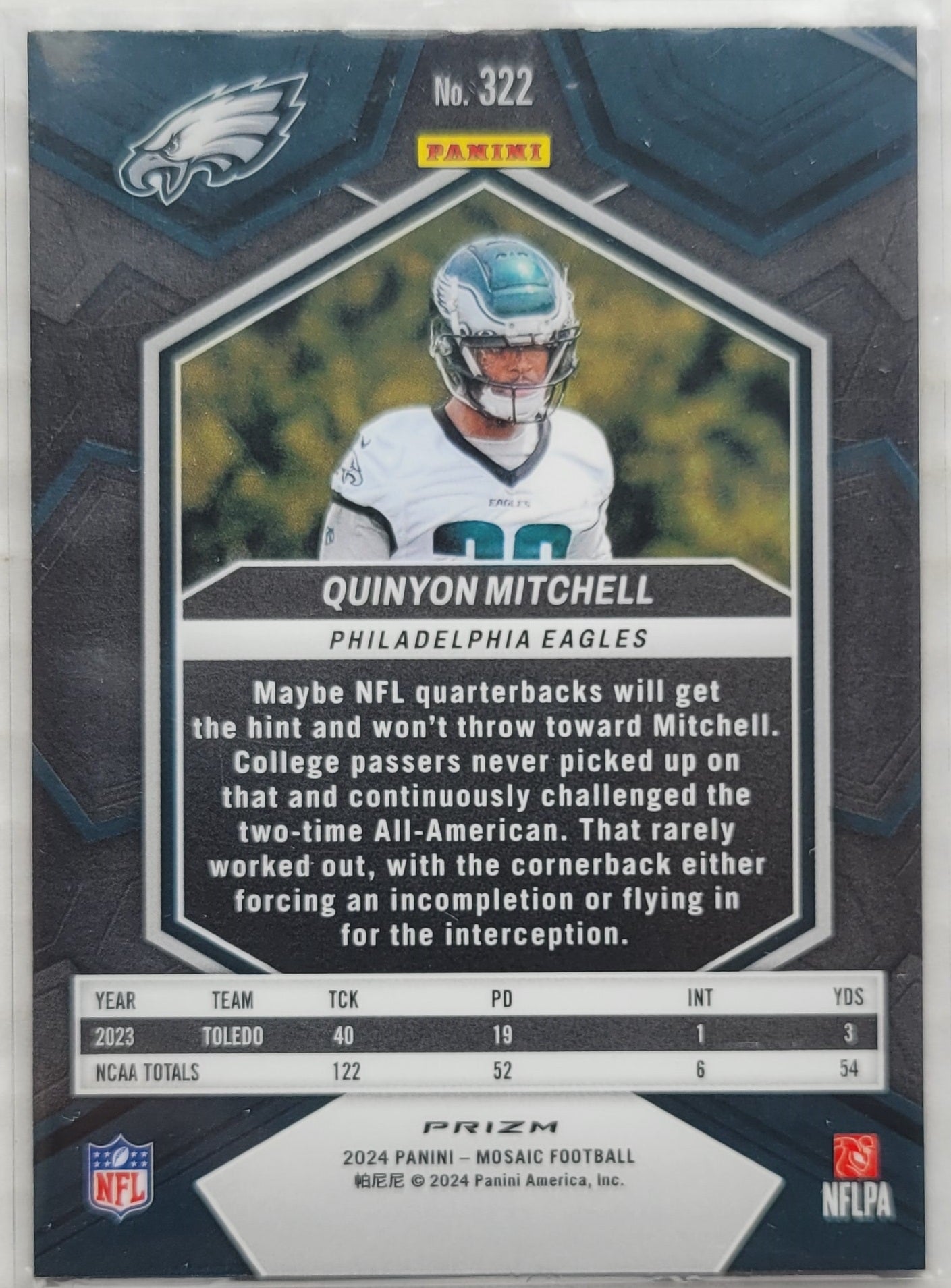 Quinyon Mitchell - 2024 Panini Mosaic Mosaic Reactive Blue #322 RC