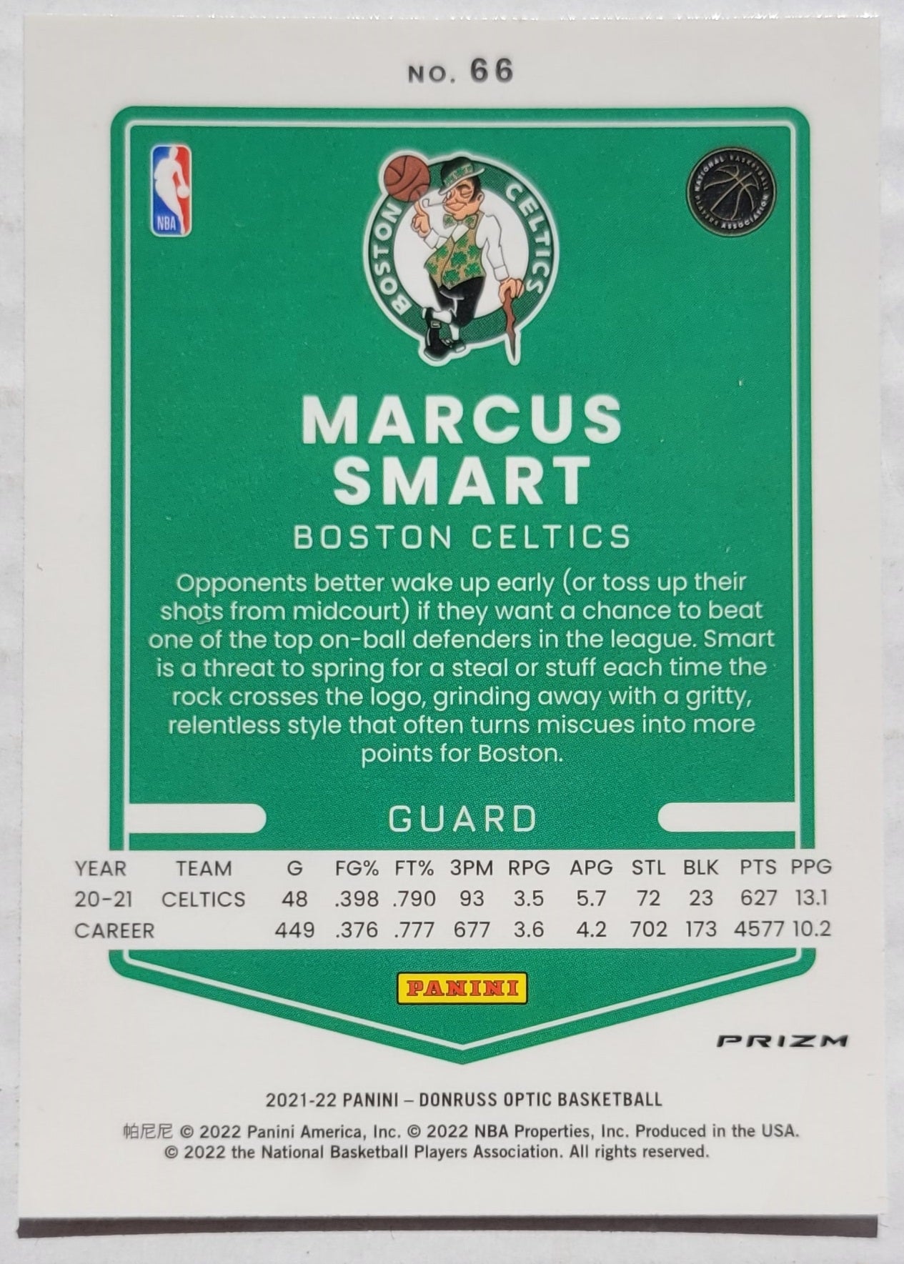 Marcus Smart - 2021-22 Donruss Optic Fanatics Box Set #66