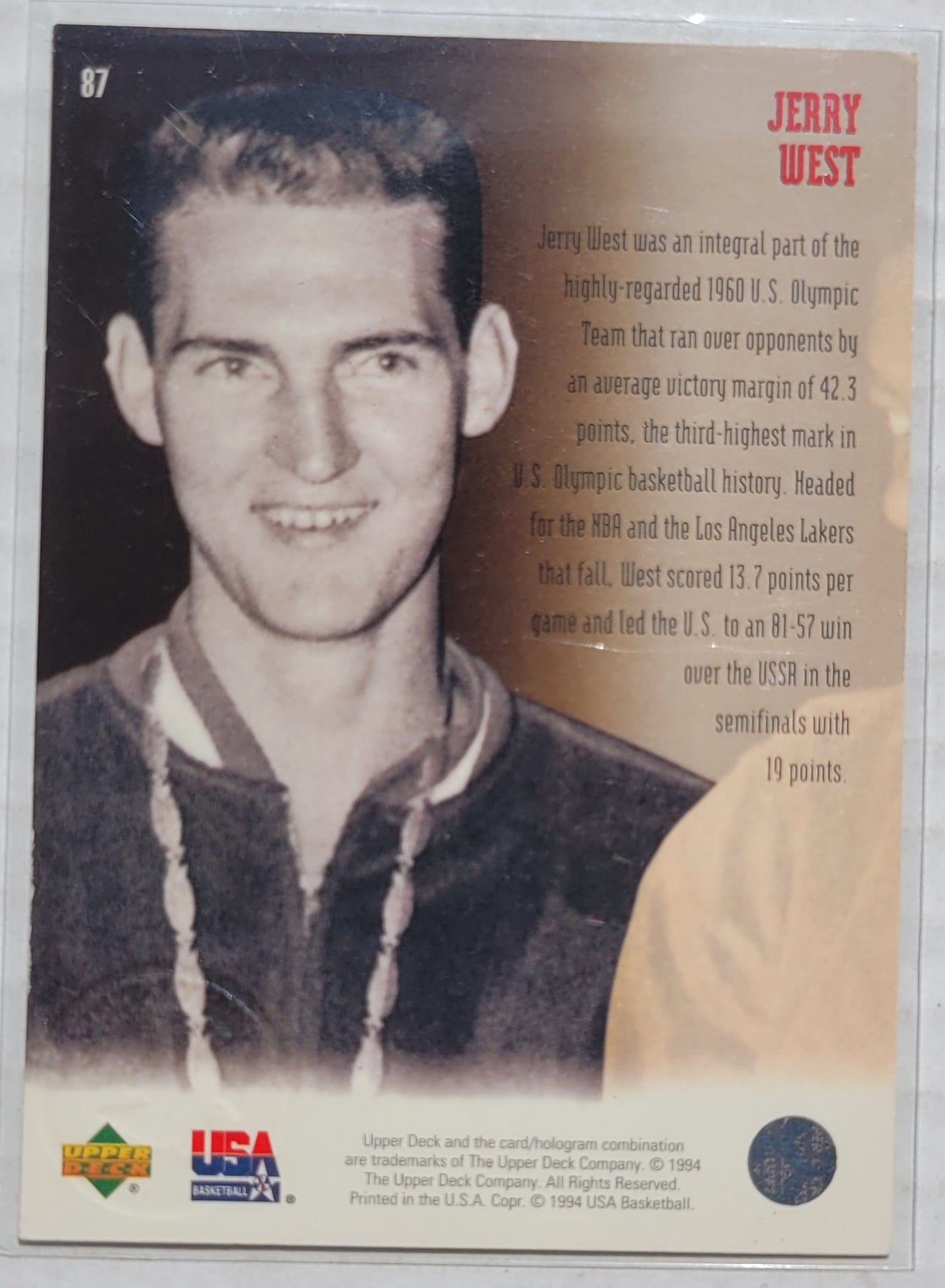Jerry West - 1994 Upper Deck USA #87 USAB Greats