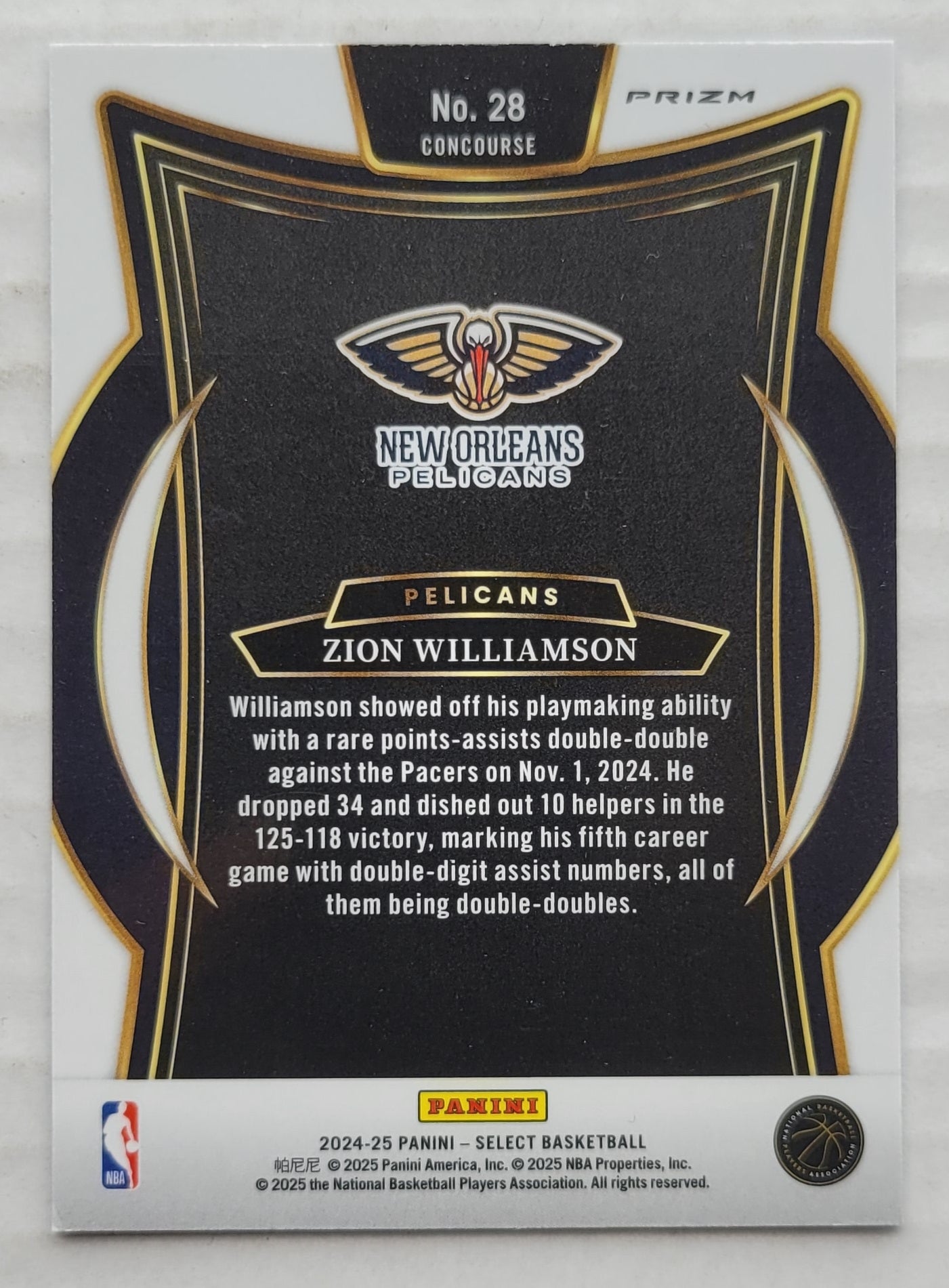 Zion Williamson - 2024-25 Select Blue Cracked Ice Prizms #28