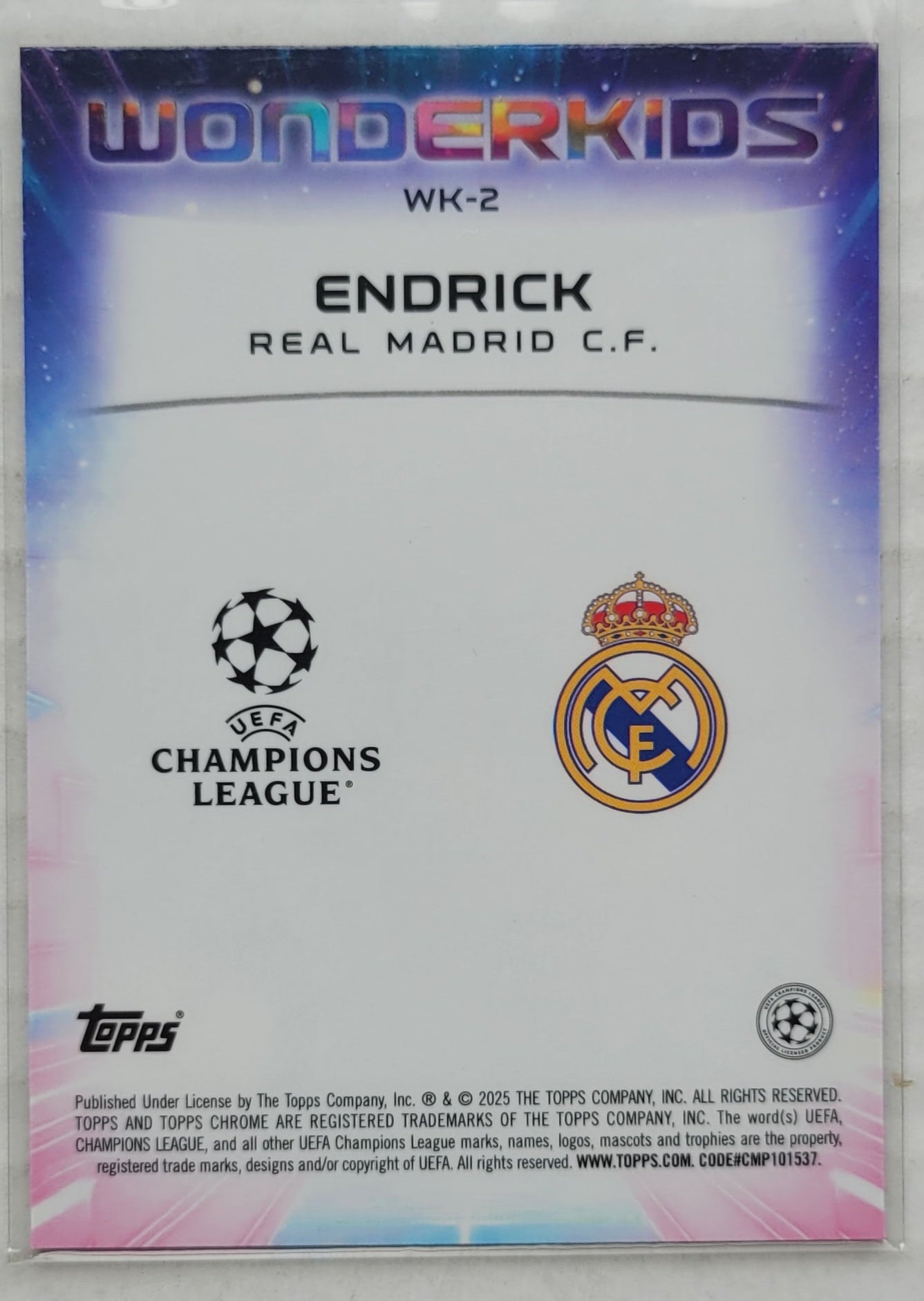Endrick - 2024-25 Topps Chrome UEFA Club Competitions Wonderkids #WK2