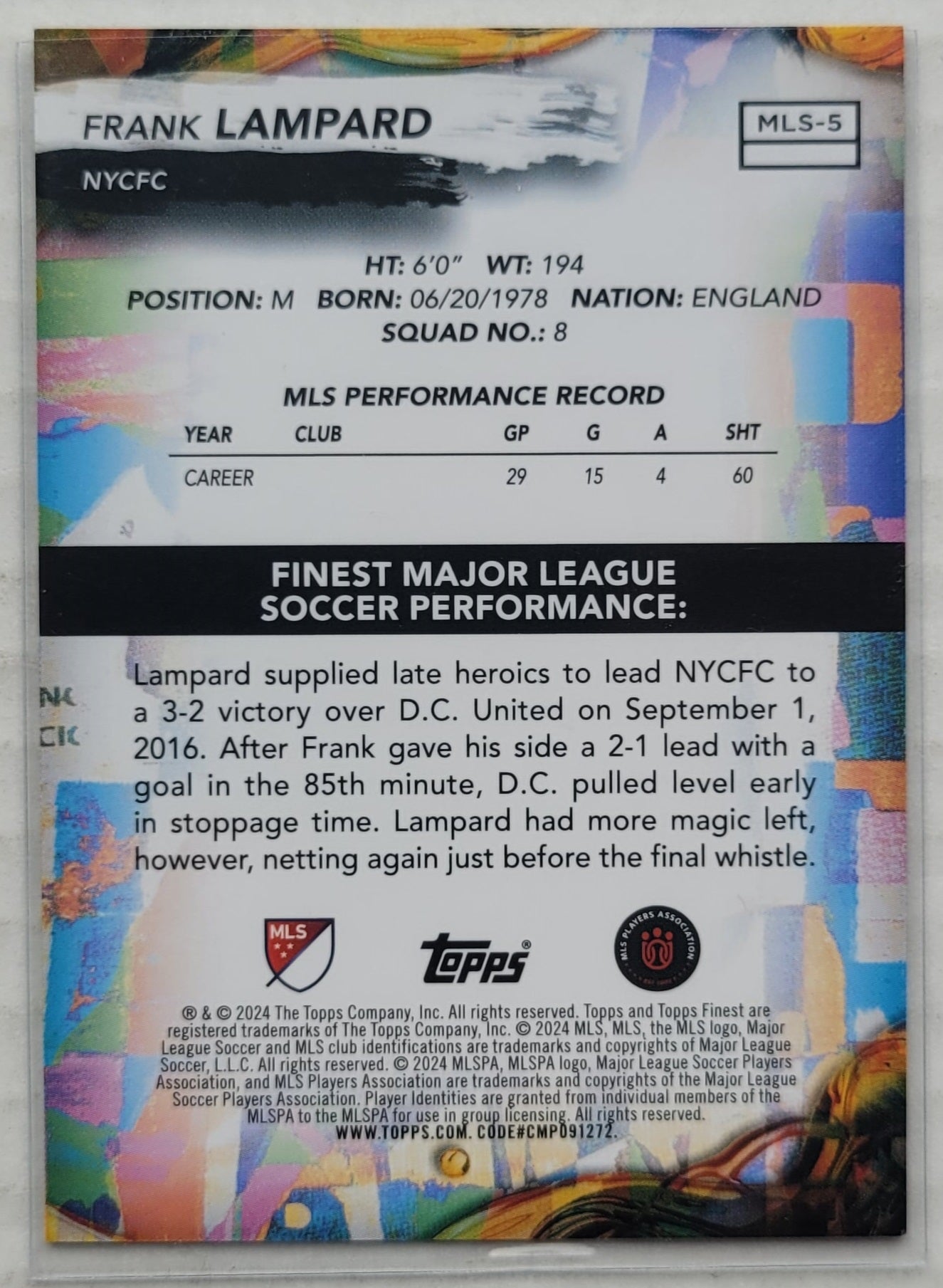 Frank Lampard - 2024 Finest MLS Short Prints #MLS5