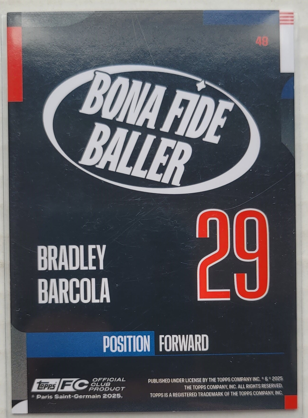 Bradley Barcola - 2024-25 Topps Paris Saint-Germain Team Set #48 Bona Fide Baller