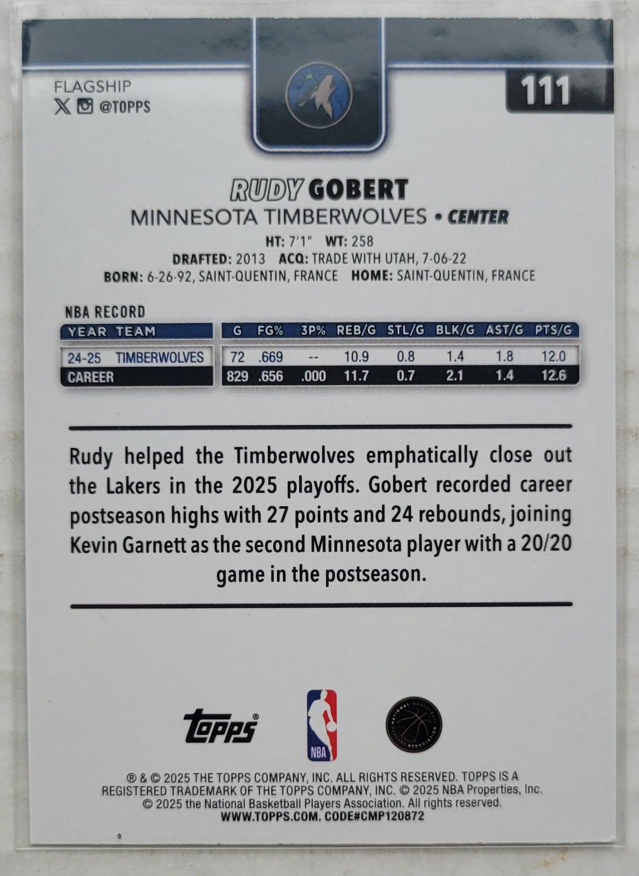 Rudy Gobert - 2025-26 Topps Diamante #111