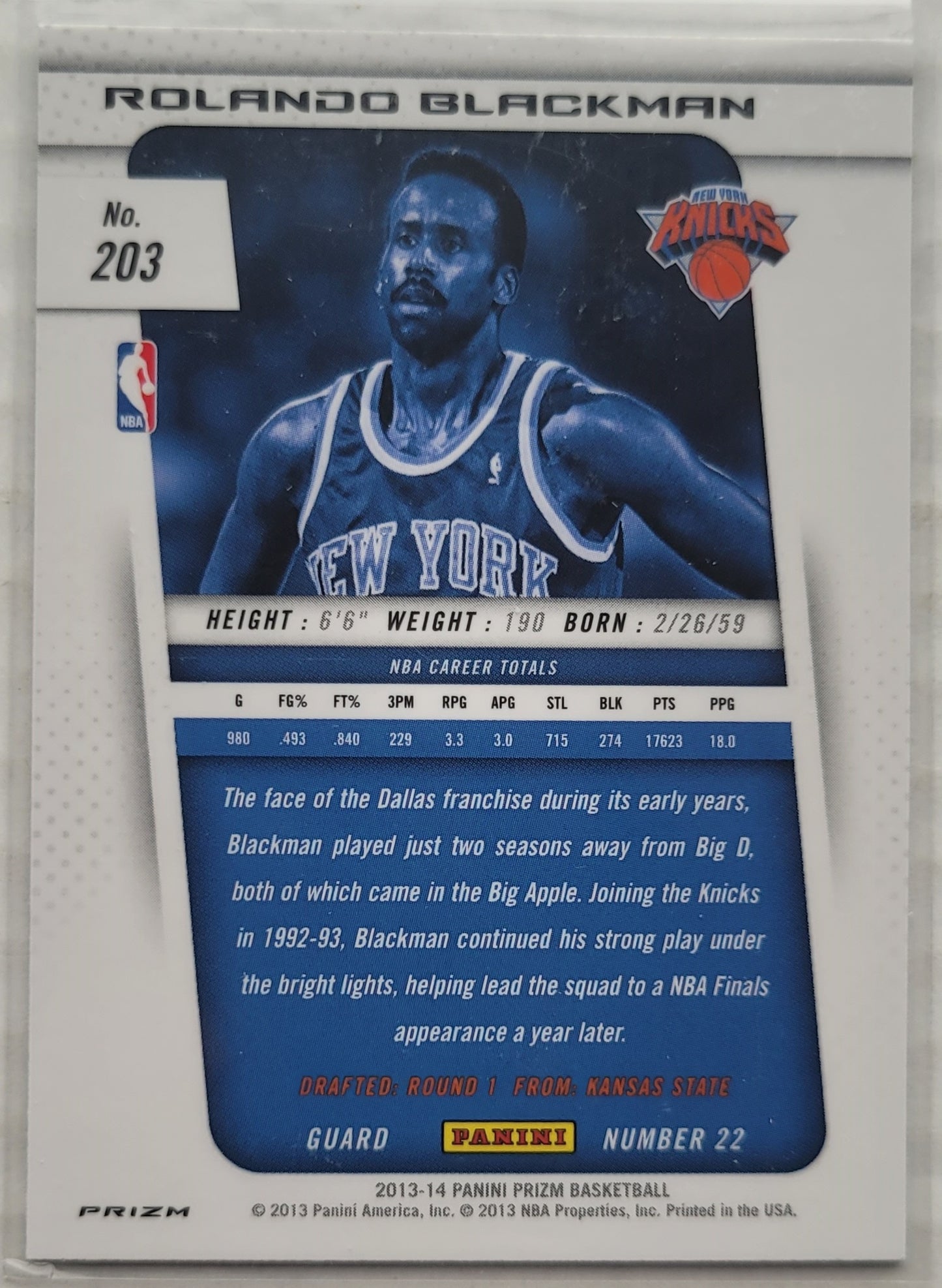 Rolando Blackman - 2013-14 Panini Prizm Prizms Green #203