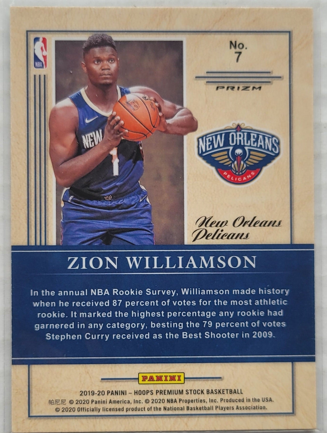 Zion Williamson - 2019-20 Hoops Premium Stock Class of 2019 Holo #7