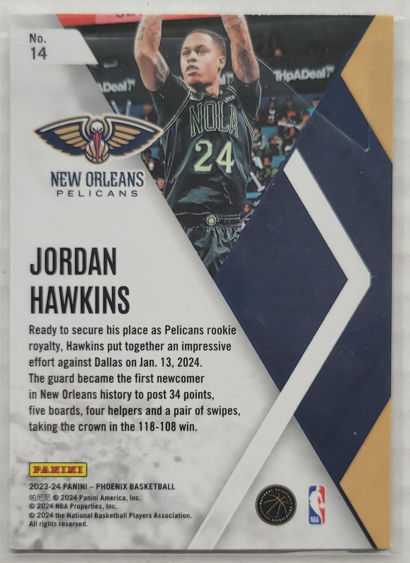 Jordan Hawkins - 2023-24 Panini Phoenix Instant Phenom Phoenix Teal Lazer #14