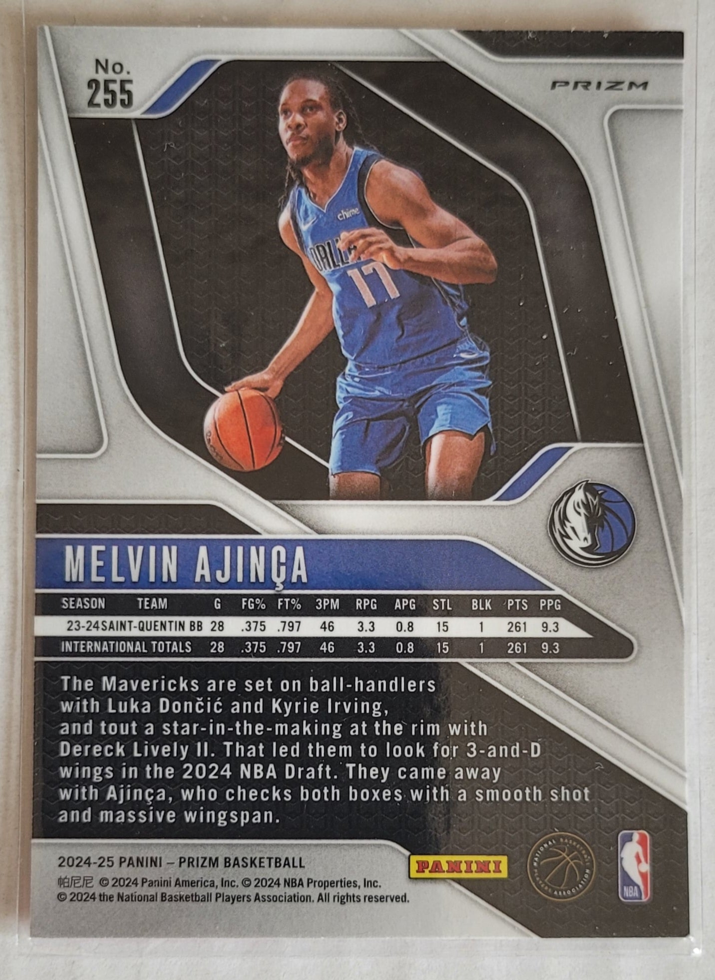 Melvin Ajinca - 2024-25 Panini Prizm Prizms Pink Ice #255 RC