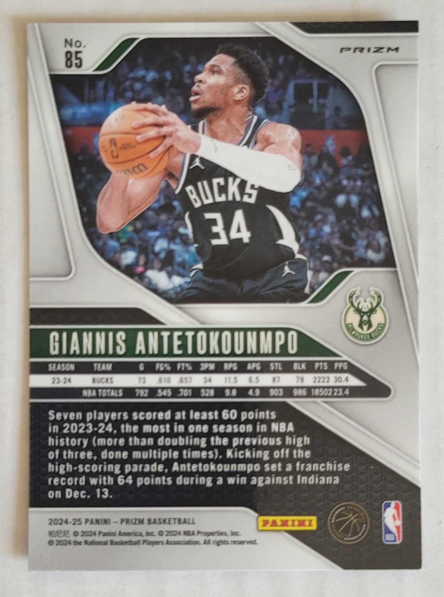 Giannis Antetokounmpo - 2024-25 Panini Prizm Prizms Red White Blue #85