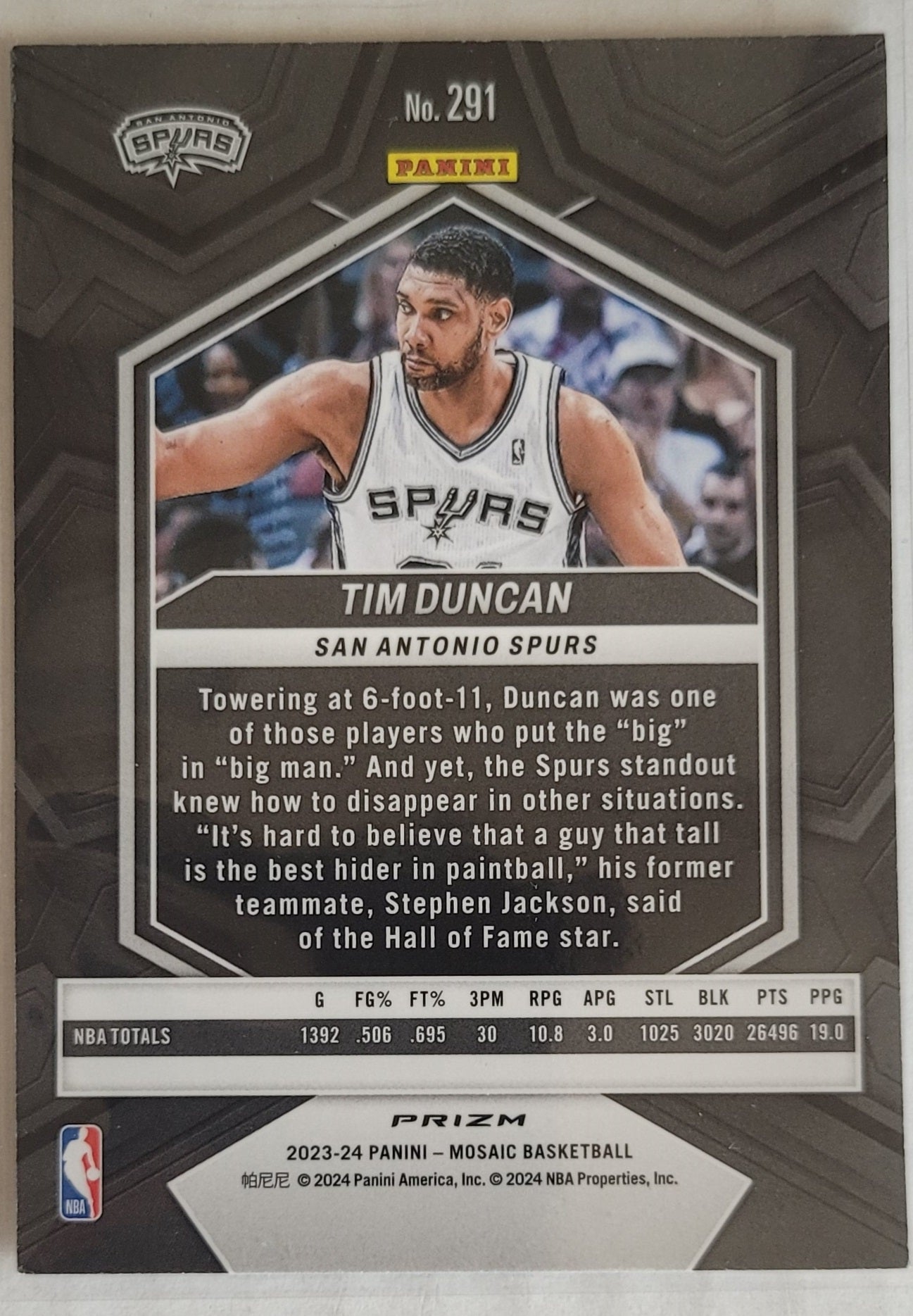 Tim Duncan - 2023-24 Panini Mosaic Mosaic #291 NBA Greats