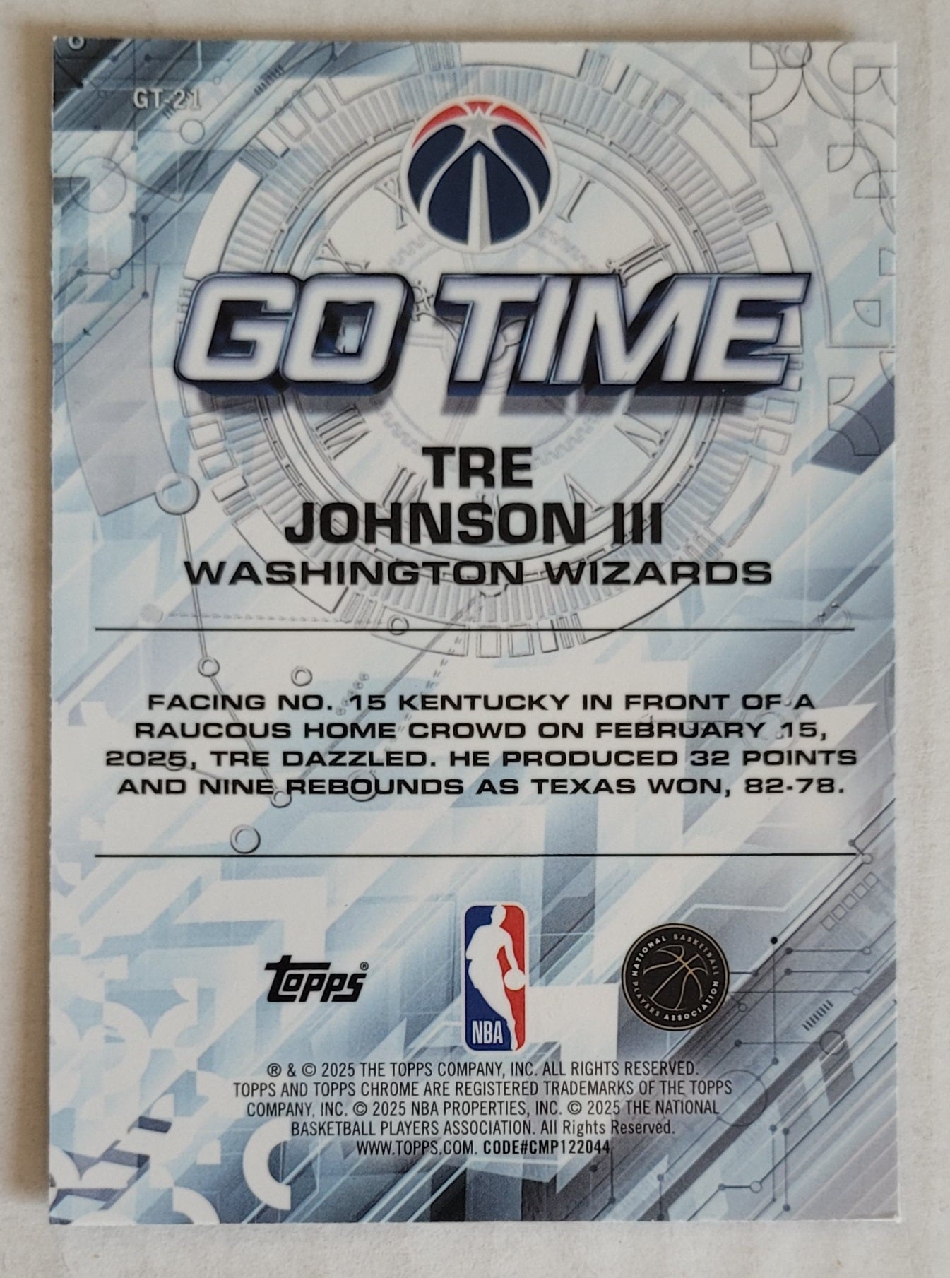 Tre Johnson III - 2025-26 Topps Chrome Go Time #GT21