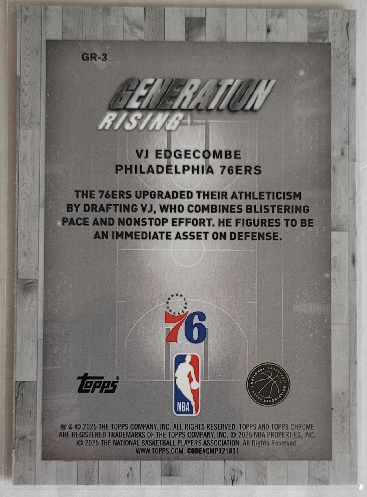 VJ Edgecombe - 2025-26 Topps Chrome Generation Rising #GR3