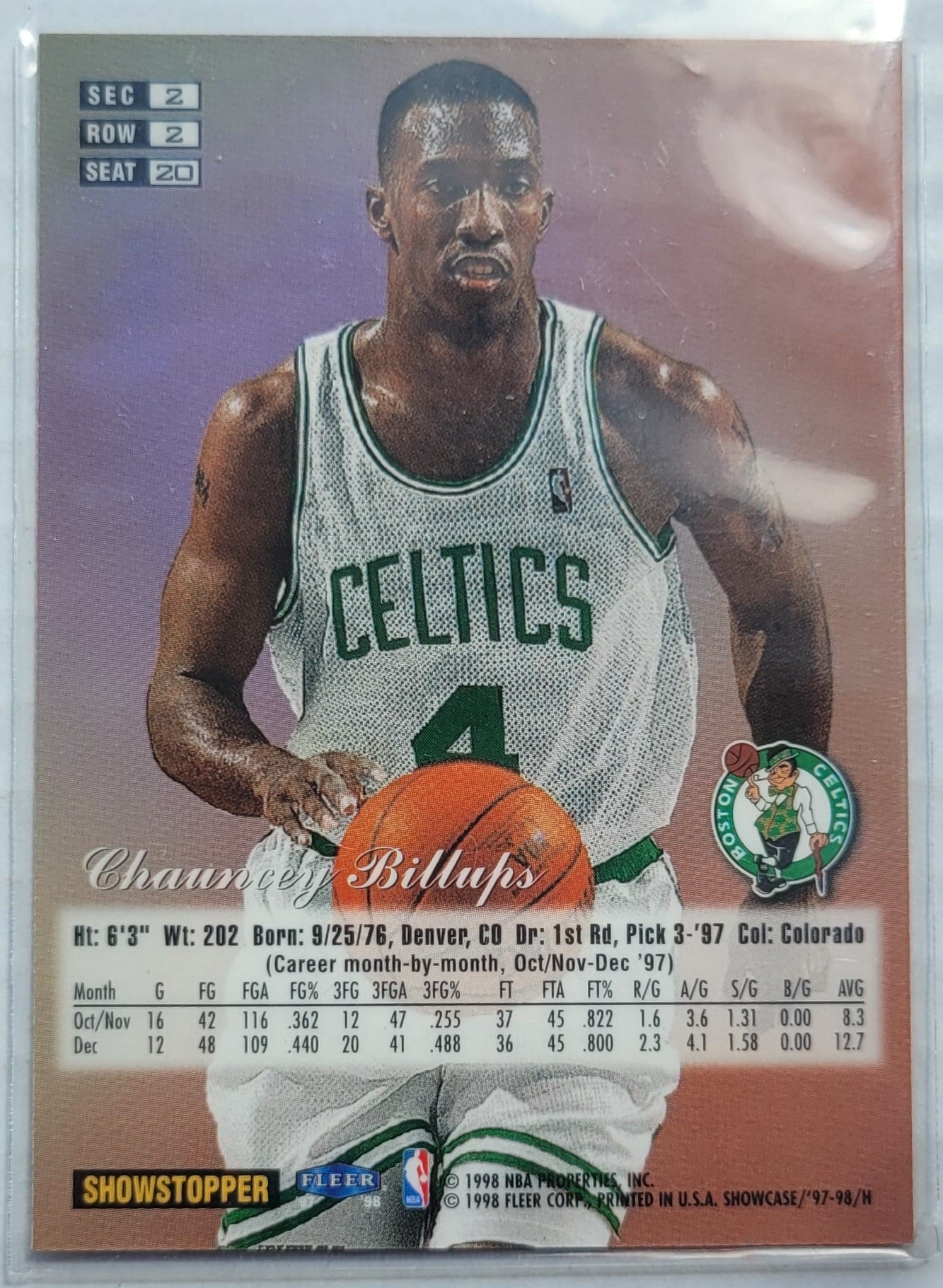 Chauncey Billups - 1997-98 Flair Showcase Row 2 #20 RC