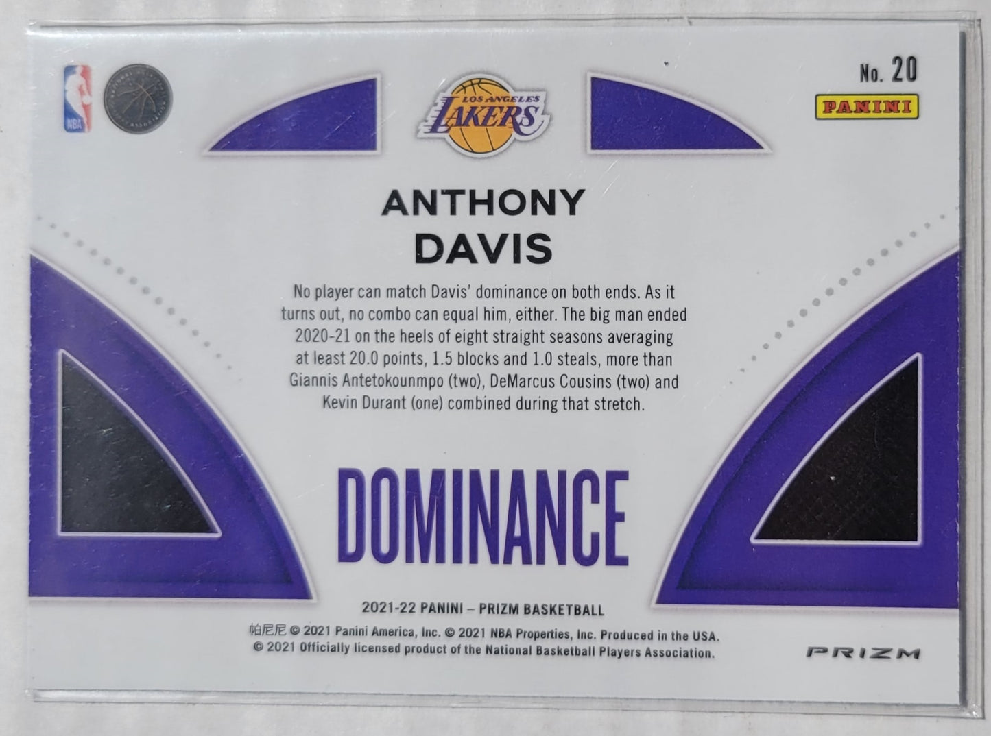 Anthony Davis - 2021-22 Panini Prizm Dominance Prizms Green Wave #20