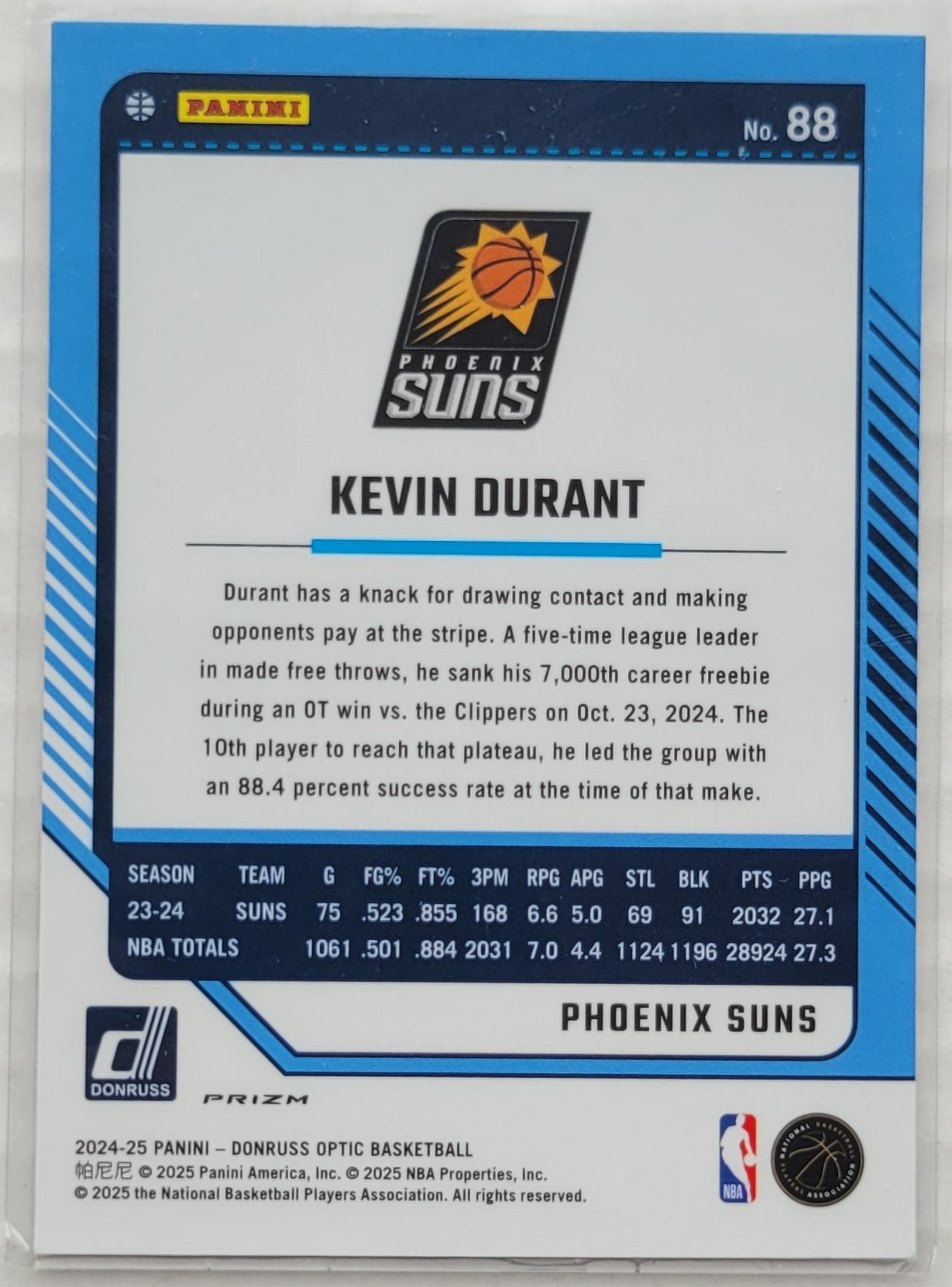 Kevin Durant - 2024-25 Donruss Optic Holo #88